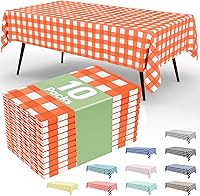 Vista 129 de Smiry Paquete de 10 Manteles Desechables de Cuadros Vichy Azules - 54" x 108" Mantel de Plástico de Servicio Pesado, Cubiertas de Mesa Impermeables