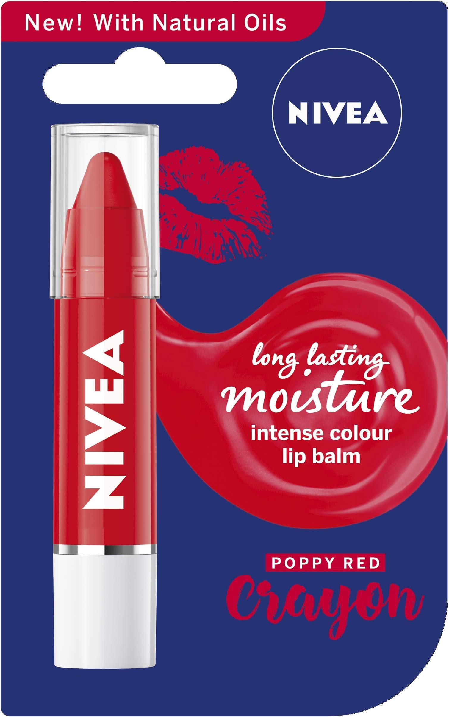 Nivea Lip Crayon Balm, Soothes, Moisturises and Colours Lip Stick, Poppy Red