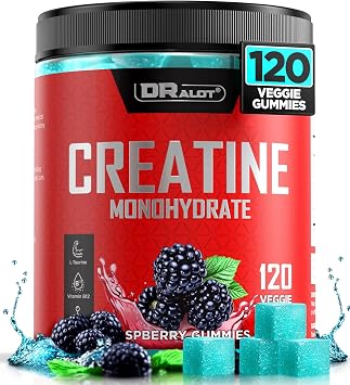 Dralot 99.99% Creatine Monohydrate Gummies More 15% Strength, 5X Energy & Muscle Support Pre-Workout Complex Creatine for Women & Men with 5000mg Creatine, L-Taurine, B12, Mg and K, Vegan