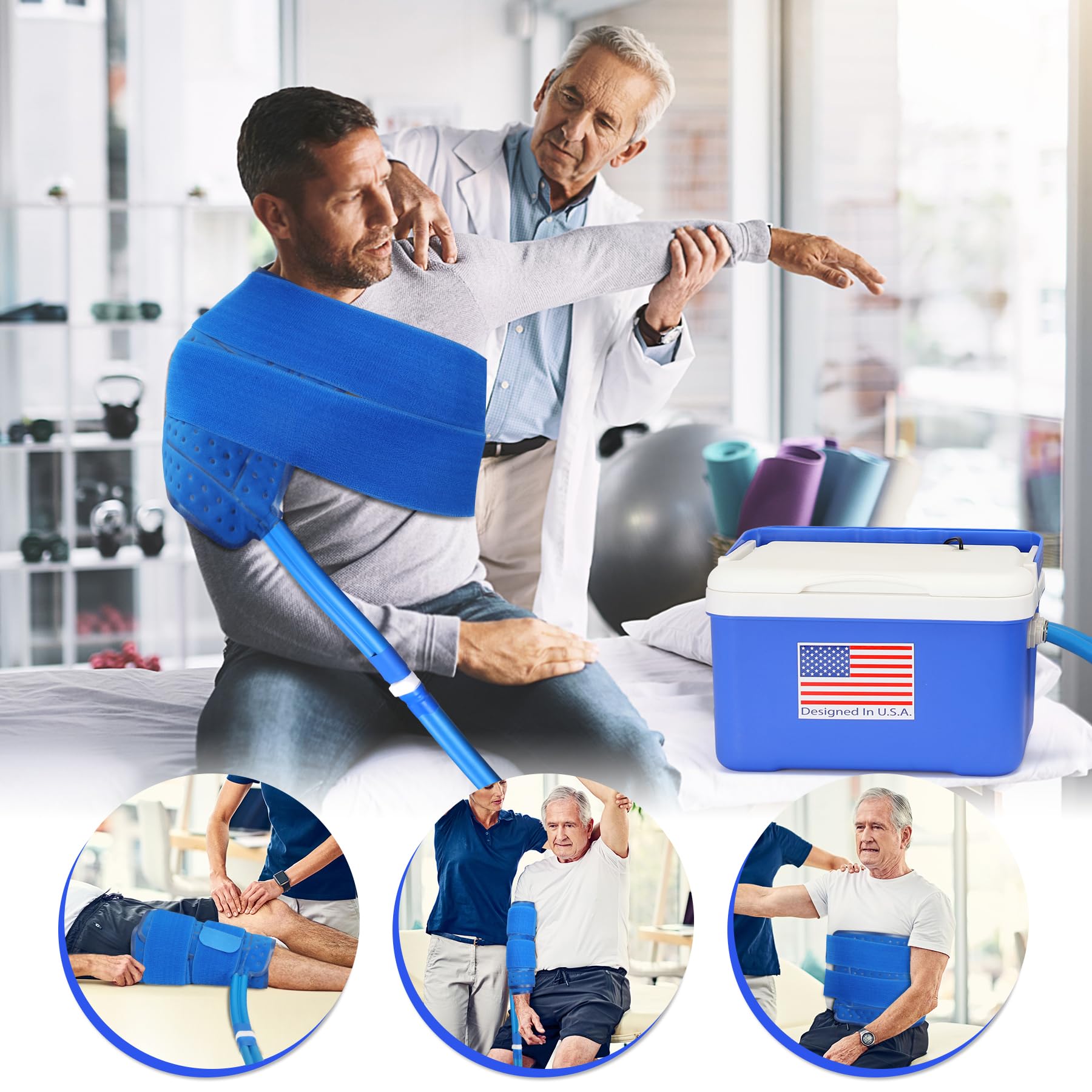 Máquina de terapia de frío con temporizador programable, almohadilla grande universal para hombros, brazos, espalda, cintura, caderas, piernas y rodillas, terapia de hielo para poscirugía, sistema de