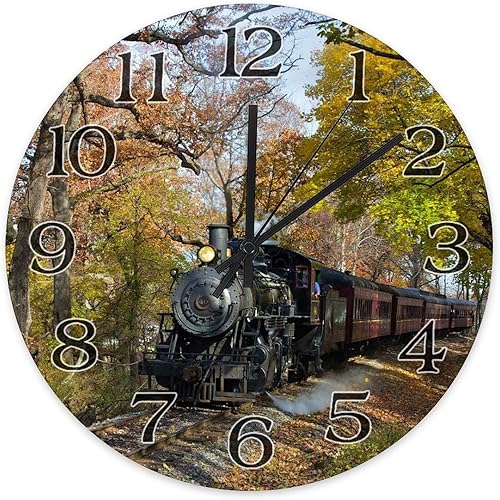 Reloj retro de tren de granja, reloj de pared de madera, reloj de pared de 12 pulgadas, funciona con pilas, decoración de pared de granja,