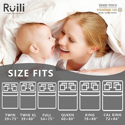 Miniatura 5 de Ruili Protector de colchón impermeable, suave, transpirable, sin ruido, lavable a máquina, elástico para bolsillos de 8 a 21 pulgadas de profundidad