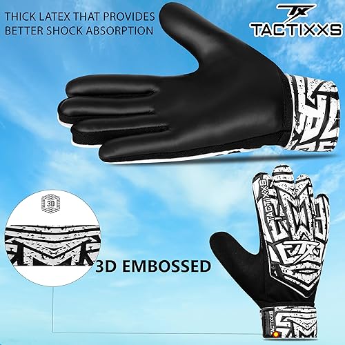 Miniatura 5 de Guantes de portero de fútbol para niños y jóvenes, guantes de portero de fútbol Funky antideslizantes de 0.157 in de látex con agarre fuerte