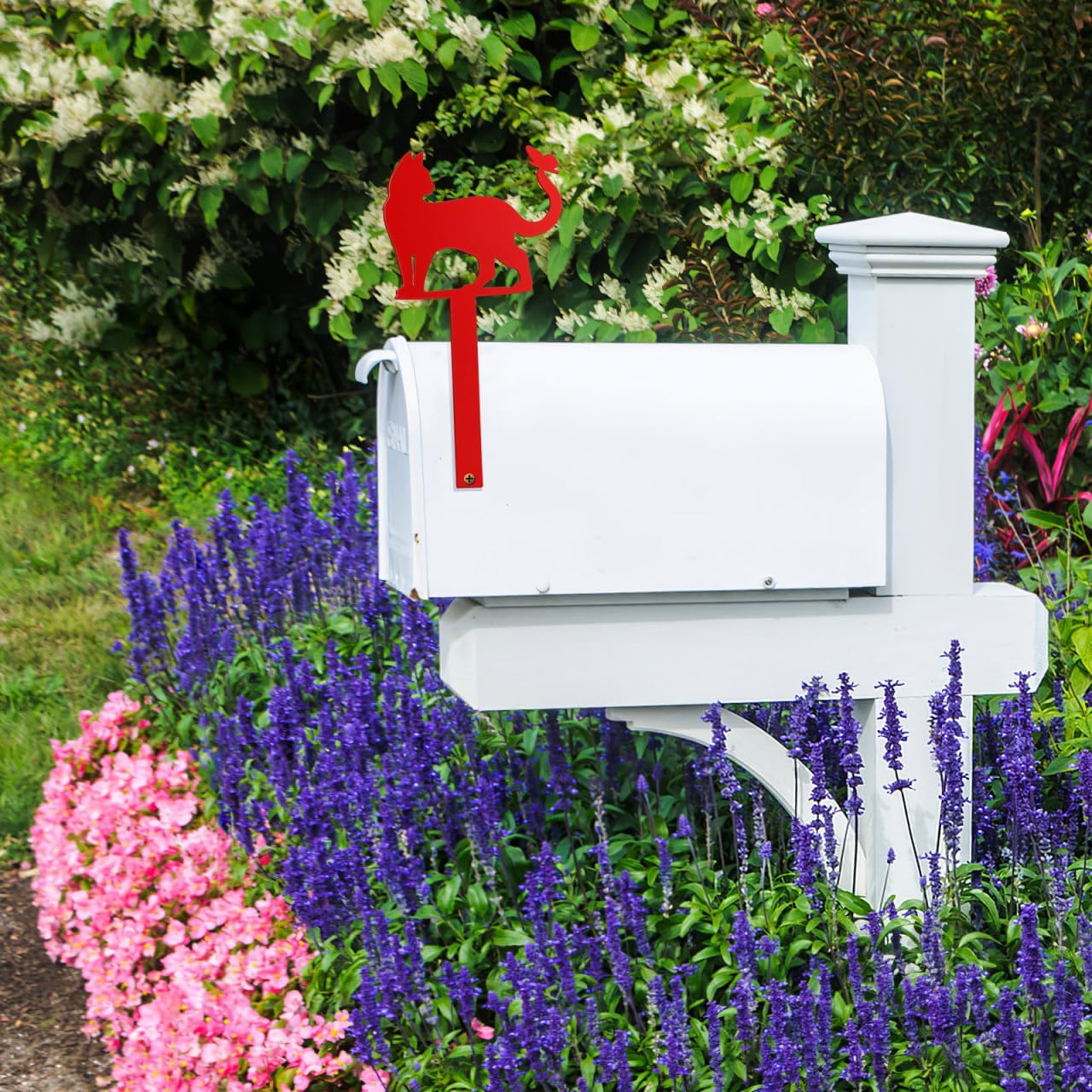 Mipcase Cat Shaped Mailbox Decor Wrought Iron Mailbox Pick 9.84 X 5.11 in Stake Sign for Lawn Garden Backyard Front Door Outdoor Ornament