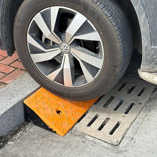 Miniatura 7 de MYOYAY Rampa de goma de 5 pulgadas, rampa de umbral de goma resistente, rampa de umbral de 10 toneladas para vehículos de automóvil, rampa de