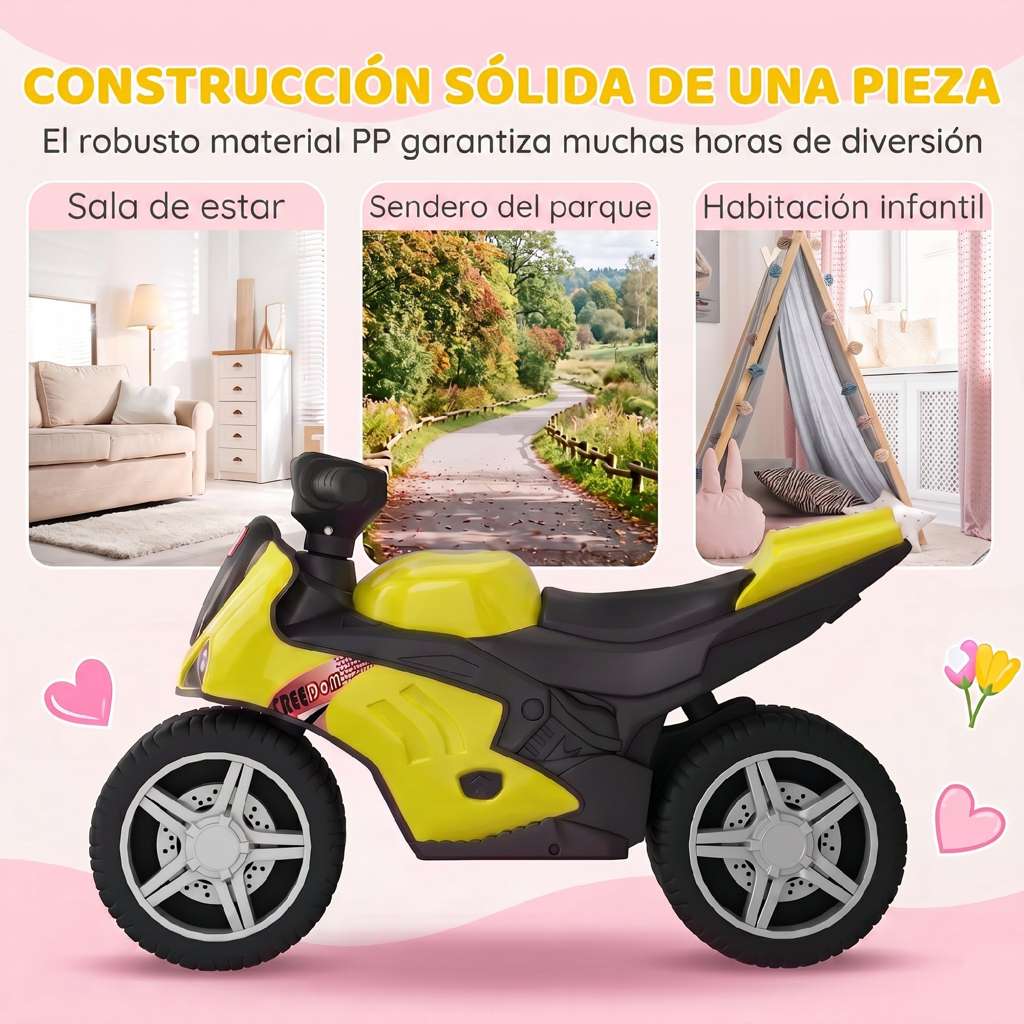 AIYAPLAY Bicicleta sin Pedales con Música y Ruedas Extra Anchas