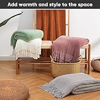 Vista 98 de inhand Knitted Throw Blankets for Couch and Bed, Soft Cozy Knit Blanket with Tassel, Black Lightweight Decorative Blankets and Throws, Farmhouse