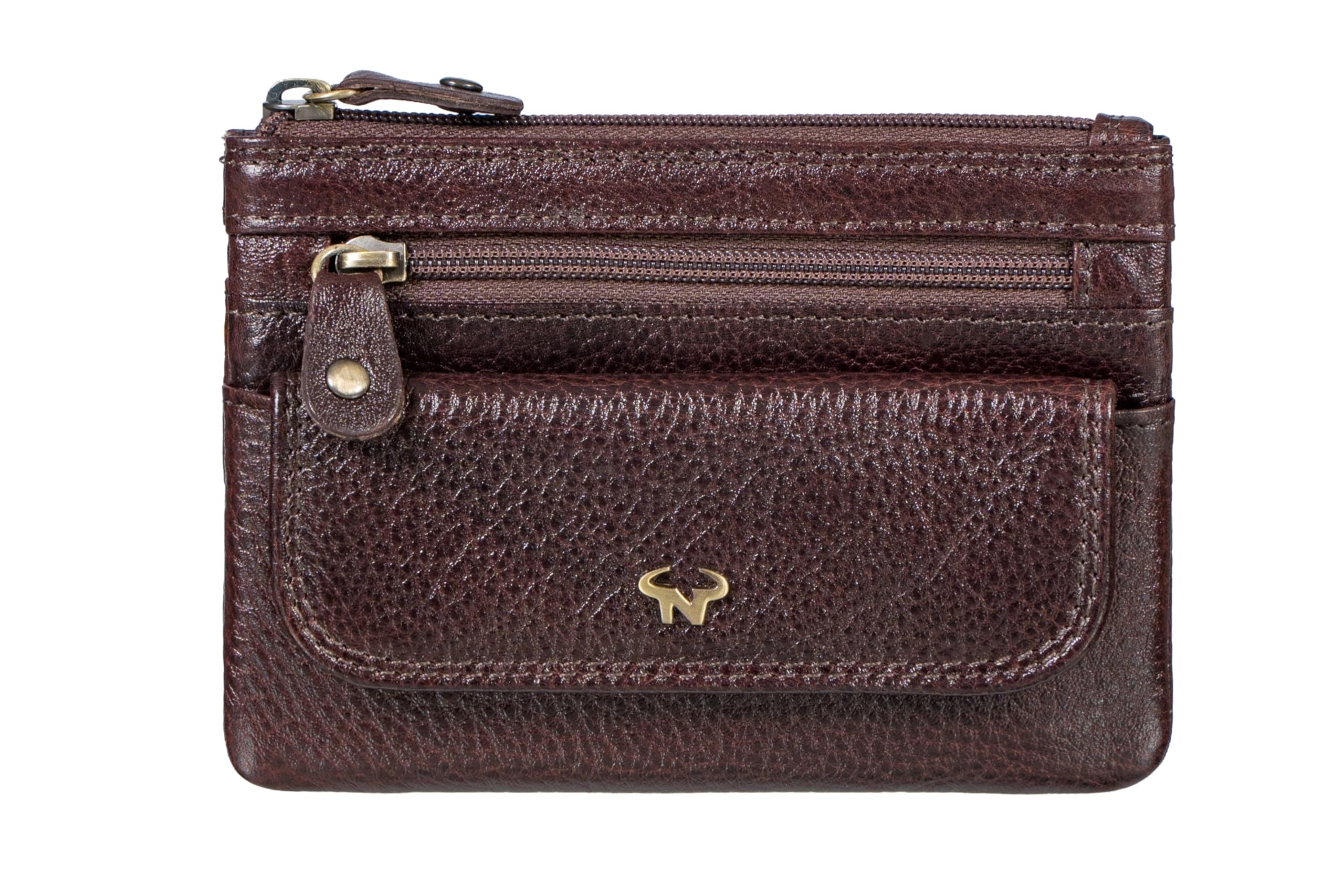 Genuine Leather Zip Wallet for Women & Men | Multi-Compartment Wallet with Coin Pocket, Card Holder & Keychain | Premium Compact Leather Organize (Brown)-image-30