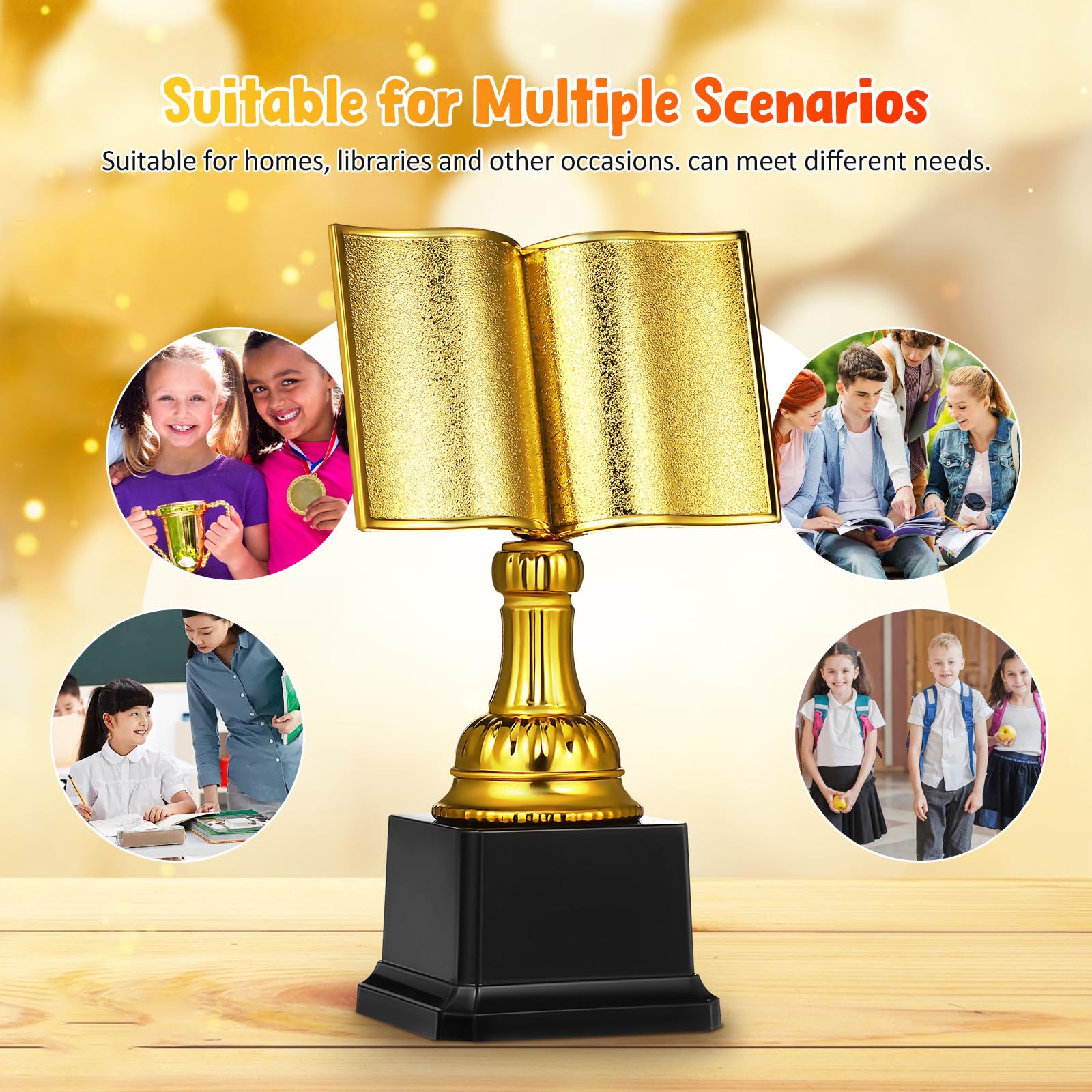 Toddmomy Trofeo para Premiar de Plástico Dorado de Diseño Exquisito y Práctico en Bibliotecas para Colecciones
