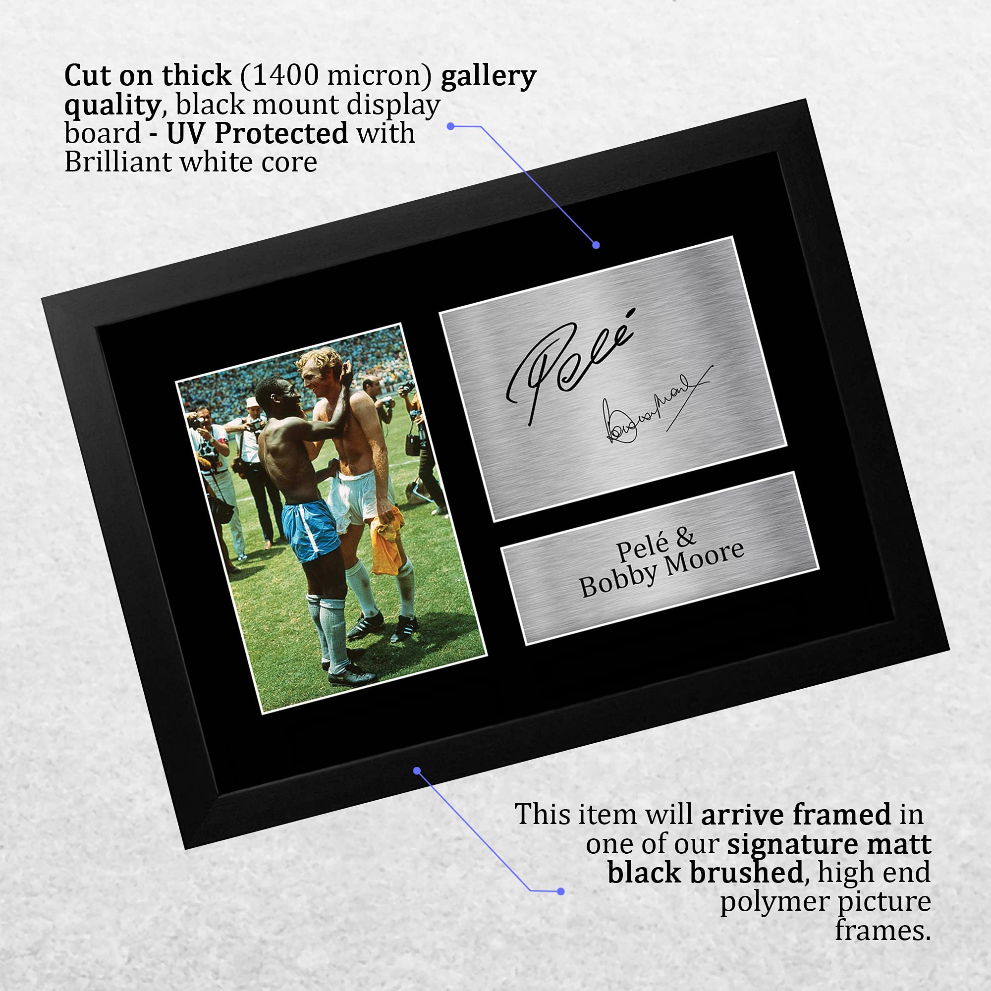 HWC Trading FR A4 Pele & Bobby Moore Iconic Footballers Gifts Printed Signed Autograph Picture for Football Fans and Supporters - Image 3