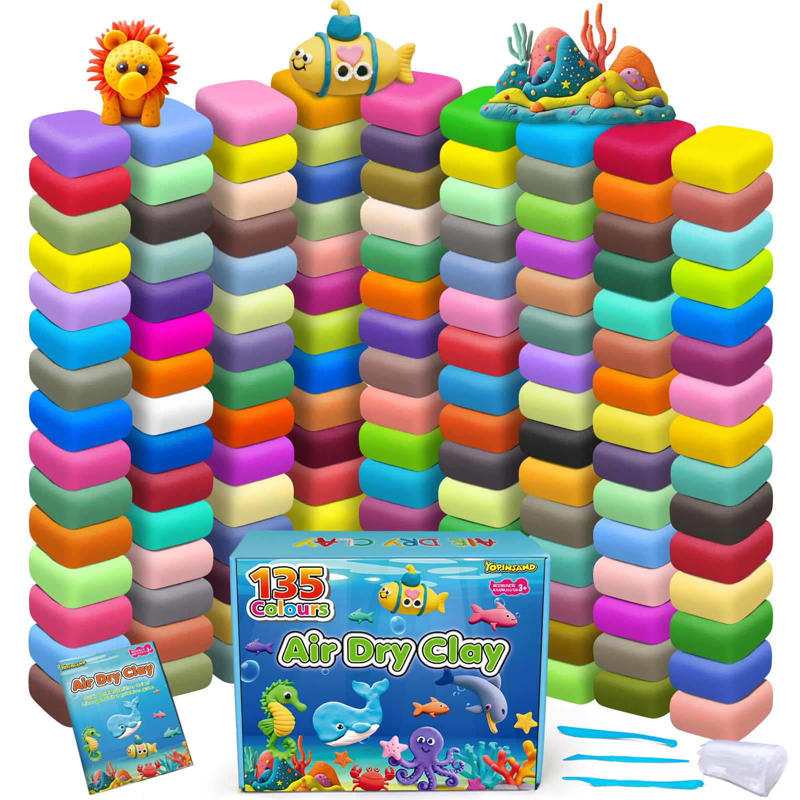 Air Dry Clay 135 Colors, Modeling Clay for Kids, DIY Molding Magic Toy with Tools, Gift for Kids Boys Girls