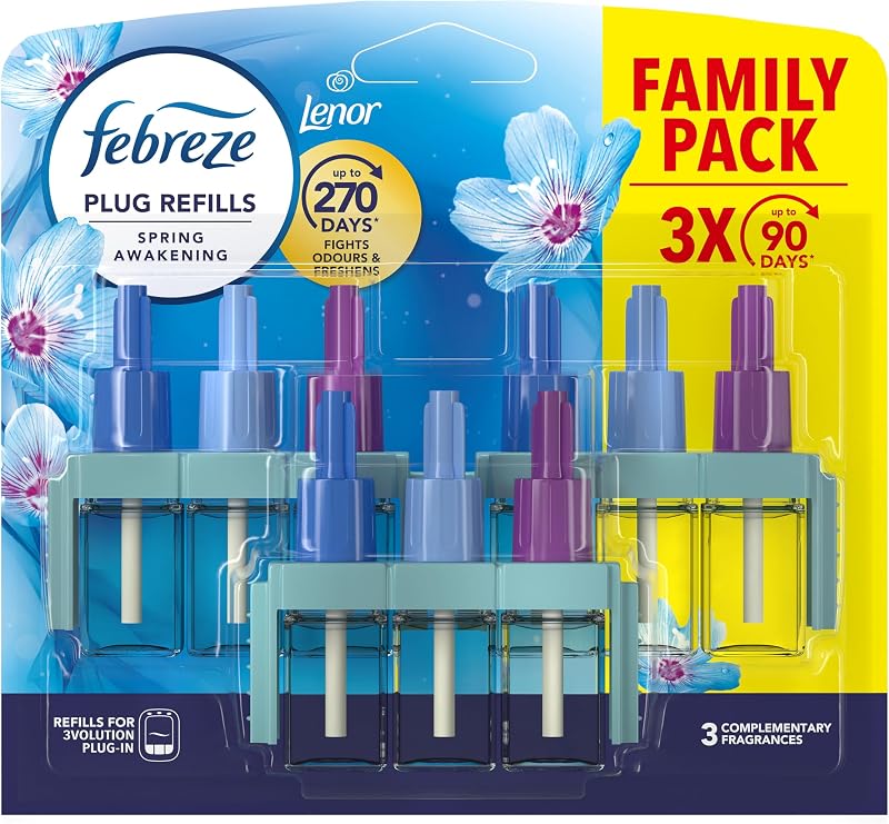 Febreze 3Volution Air Freshener Plug In Refill Spring Awakening 3x20ML, 3 Alternating Scents To Fight Odours