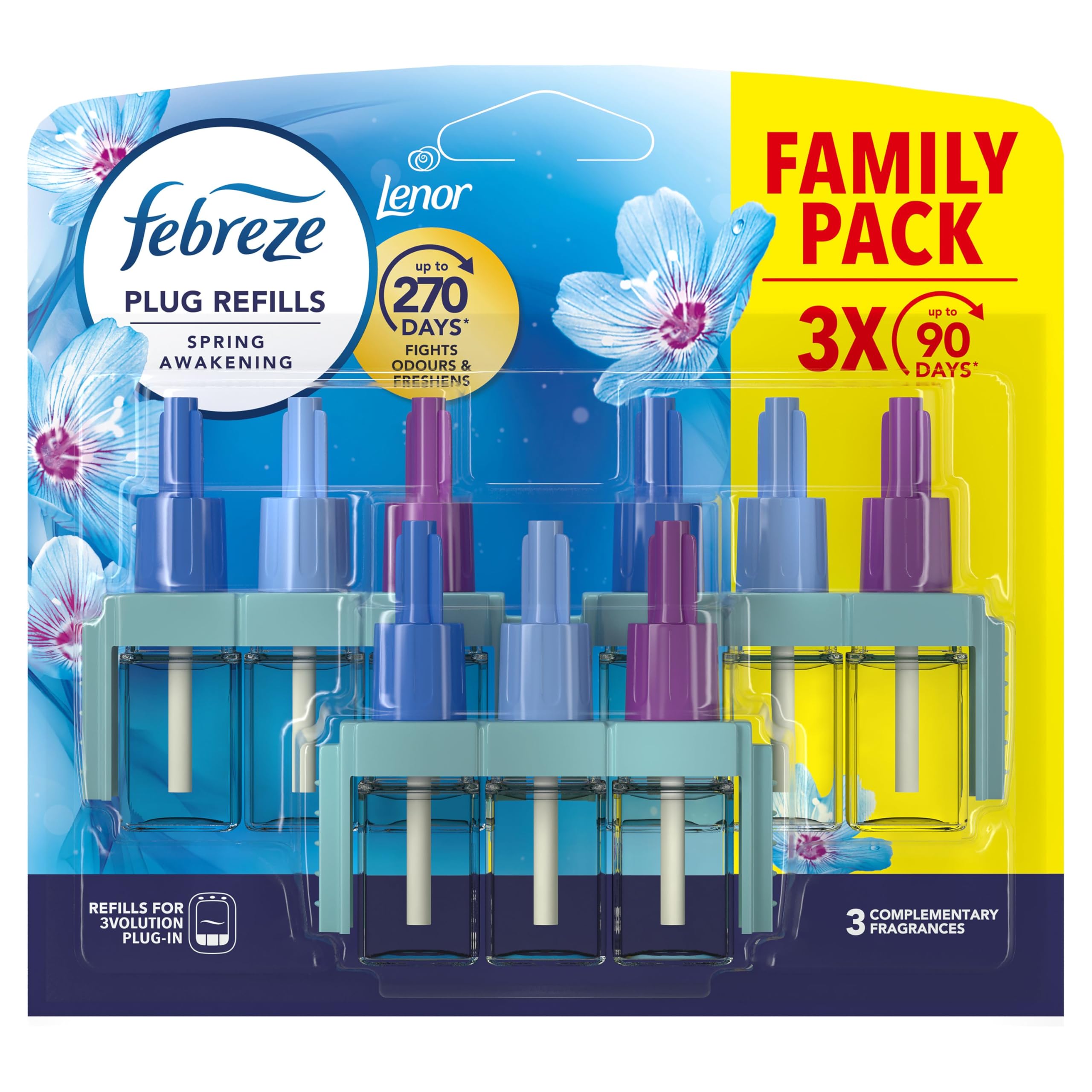 Febreze 3Volution Air Freshener Plug In Refill Spring Awakening 3x20ML, 3 Alternating Scents To Fight Odours