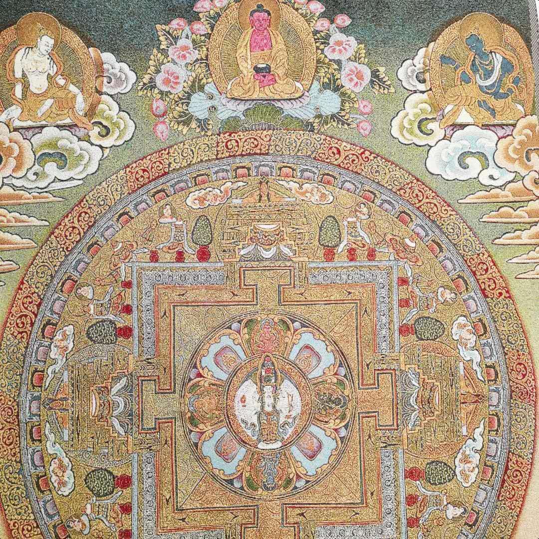Thangka jedwabny haft tybetański buddyzm mandala malarstwo Tangka mural ścienny do wystroju domu gobelin