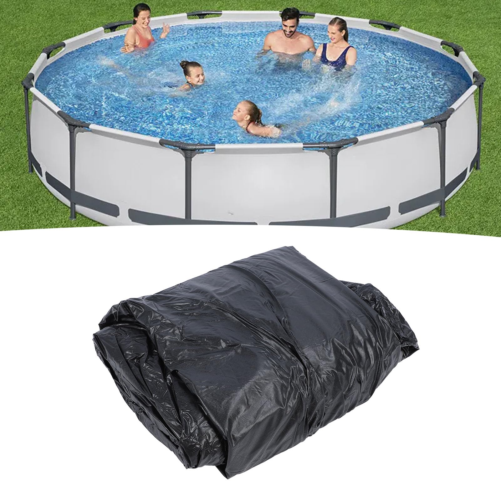 Cobertor de Invierno para Piscina, Kit de Preparación para el Invierno, Resistente Al Frío y a los Rayos, Redondo sobre el Suelo, Cubierta de Invierno para Piscina