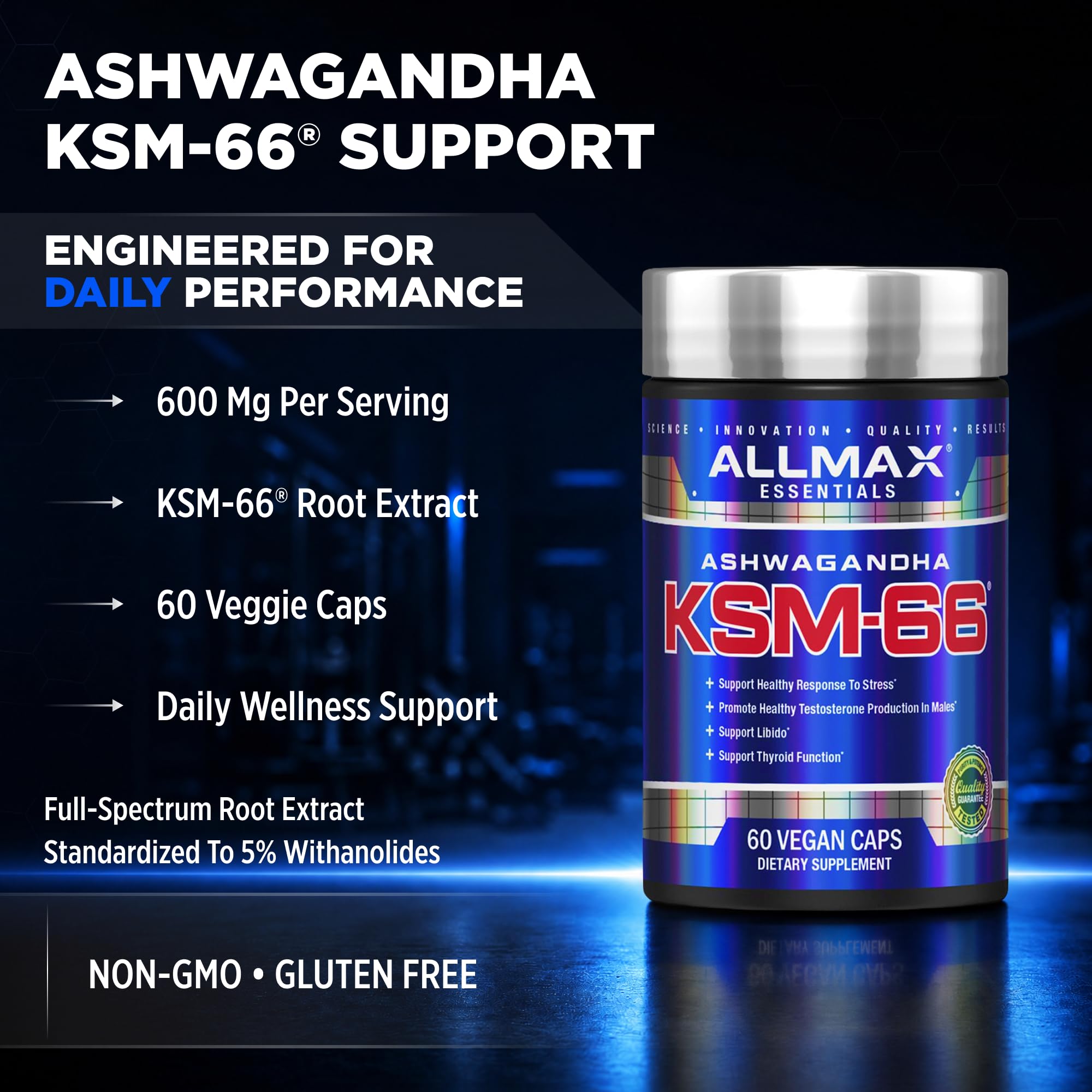 ALLMAX Ashwagandha KSM-66 Capsules, 60 Count, 30 Servings — Amazon image 2