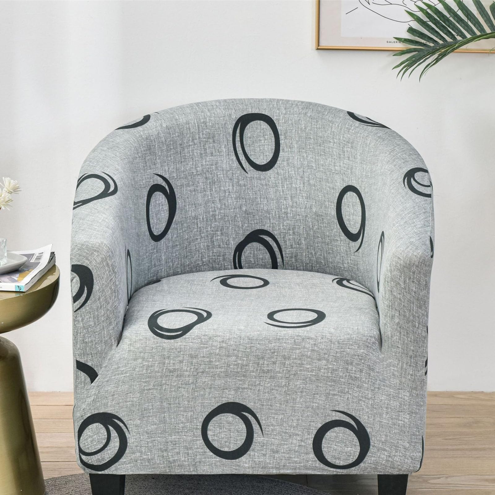 Chickwin Tub Chair Cover 1 Piece Club Chair Covers Tub Chair Cover Armchair Slipcover Removable Washable Bucket Chair Covers Furniture Protector Classic Circle