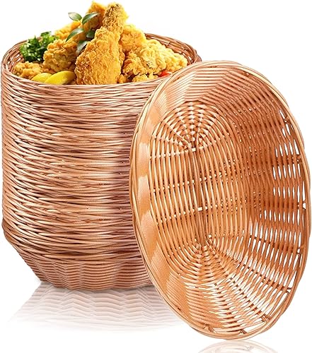 Yesland Paquete de 12 cestas ovaladas de plástico pequeñas, cesta de almacenamiento de alimentos y cesta de frutas, 10 x 5.8 x 2.75 pulgadas, cesta