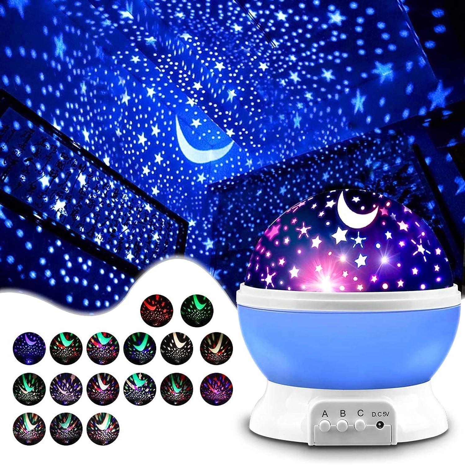 Star Master Galaxy Night Light Projector, LED Star Moon Ceiling Lamp with Multiple Color Modes, USB or Battery Powered, Room Decoration Light for Kids Bedroom-image-6