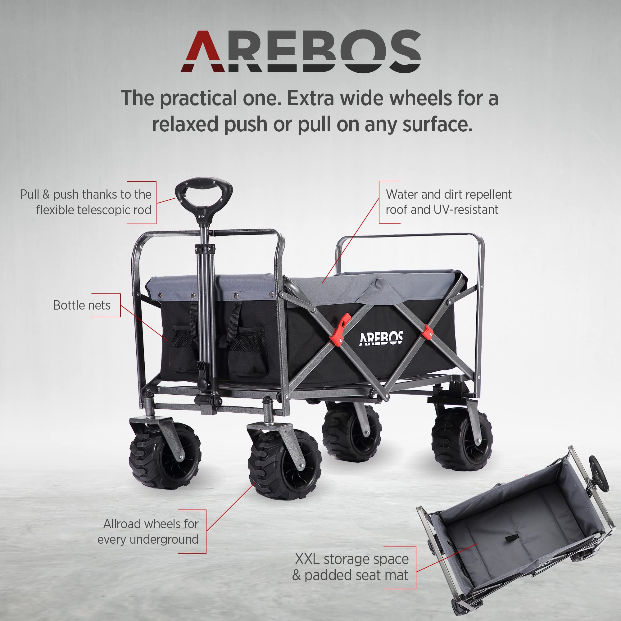 Carrello Pieghevole Per Scale Arebos - 150kg Capacit&agrave;, Ruote In Gomma Dura, Telaio Acciaio Antracite