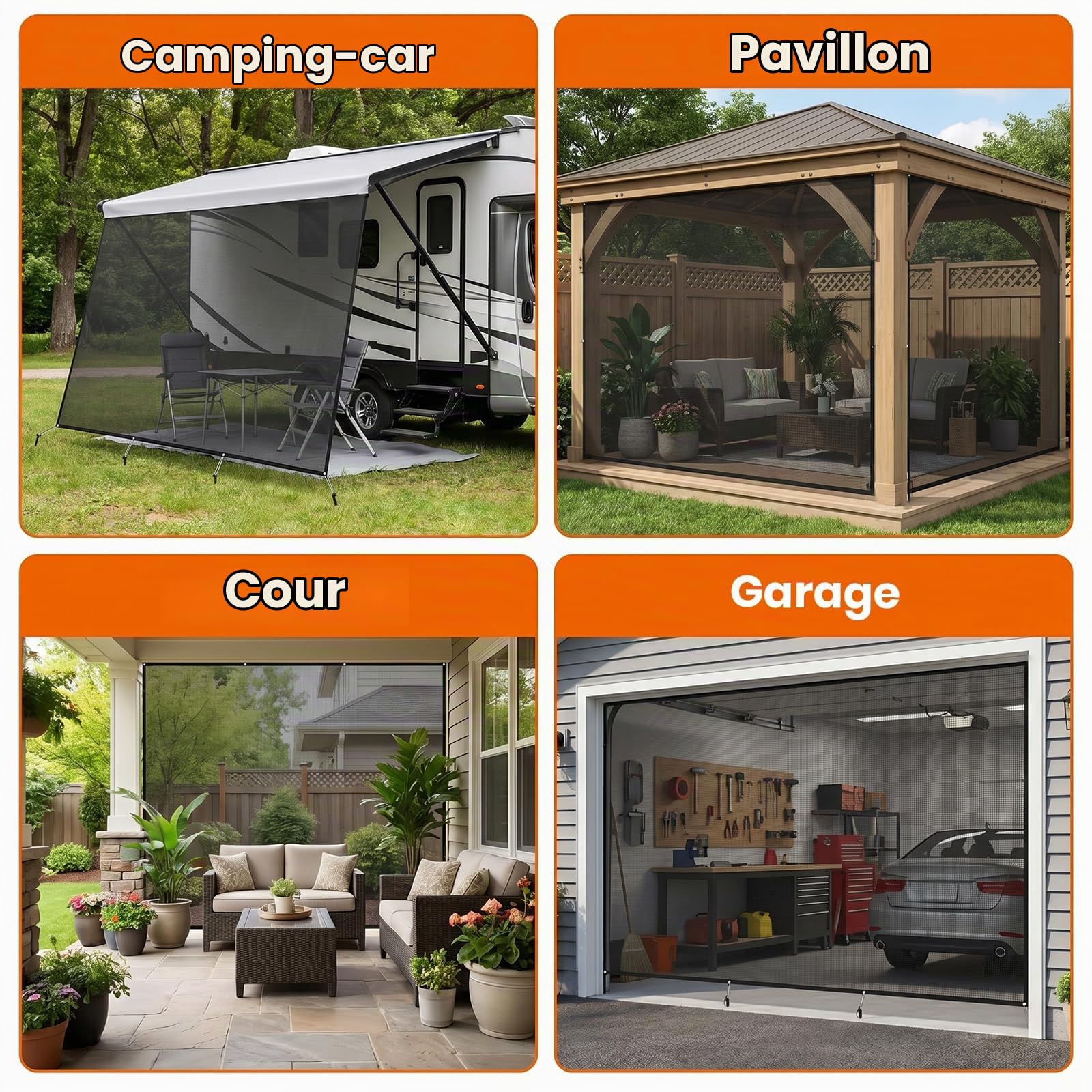 Auvent Fourgon 246x335cm Anti-UV – Complet pour Store Extérieur | Écran Solaire et Anti-Pluie, Montage Simple sur Fourgon ou Camping-Car,Idéal pour vos Escapades en Plein Air