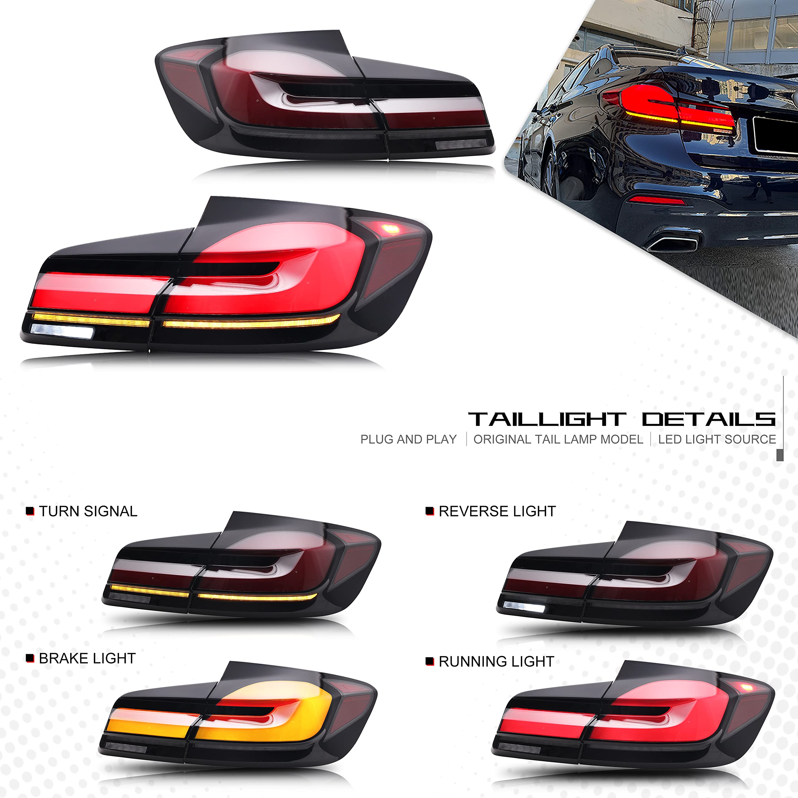 Amazon.com: inginuity time LED G38 Tail Lights for BMW Series 5