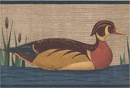 CONCORD WALLCOVERINGS ™ Borde de pared – Papel tapiz retro multicolor de patos flotantes para niños, rollo prepegado de 15 pies x 7 pulgadas.