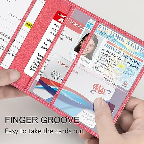 Miniatura 31 de Soporte para registro y seguro de automóvil, de piel sintética de alta calidad, organizador de automóvil, para hombres y mujeres, cartera