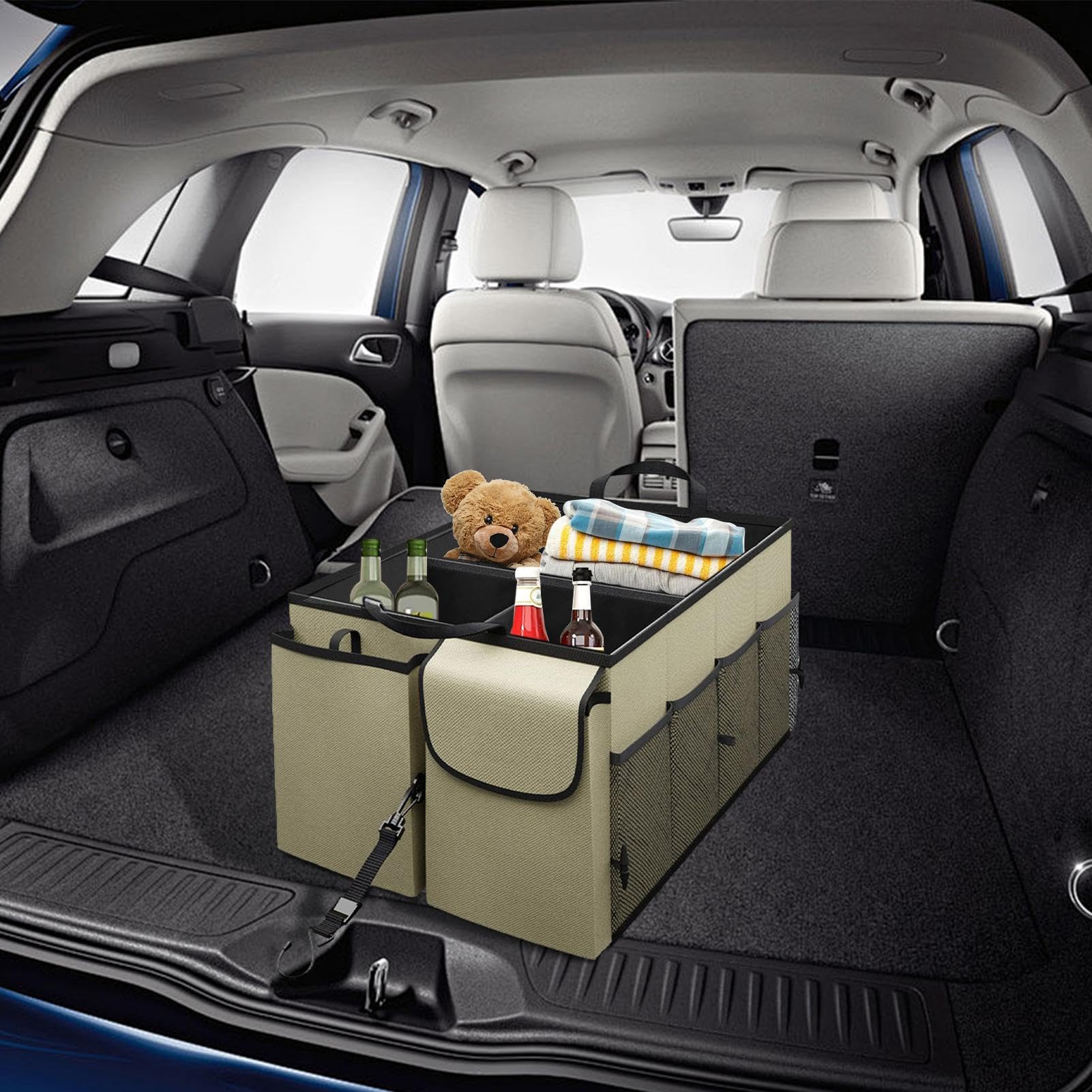 Organizer per bagagliaio | Scatola portaoggetti pieghevole | Organizzatore per bagagliaio multi-scomparto, per bagagliaio auto, contenitore per bagagliaio da 67 l, organizer antiscivolo per | per bagagliaio multi-scomparto, per bagagliaio auto, contenitor