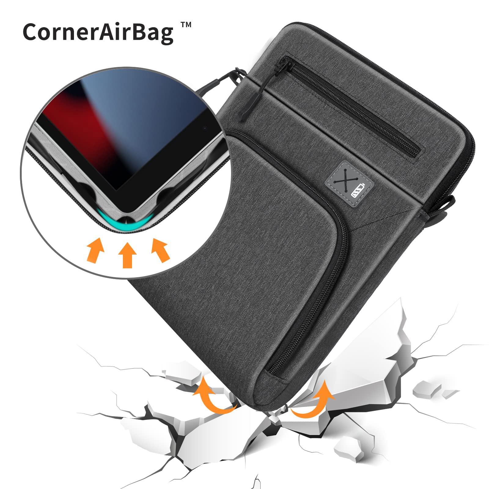 SIMTOP Funda para Tablet de 12,9 Pulgadas,New iPad Pro (5th/4th/3rd Gen),Impermeable Multi Work Bag Men,Bandolera de Hombre Fabricada en Poliéster,Bandolera de Hombre,Gris Oscuro