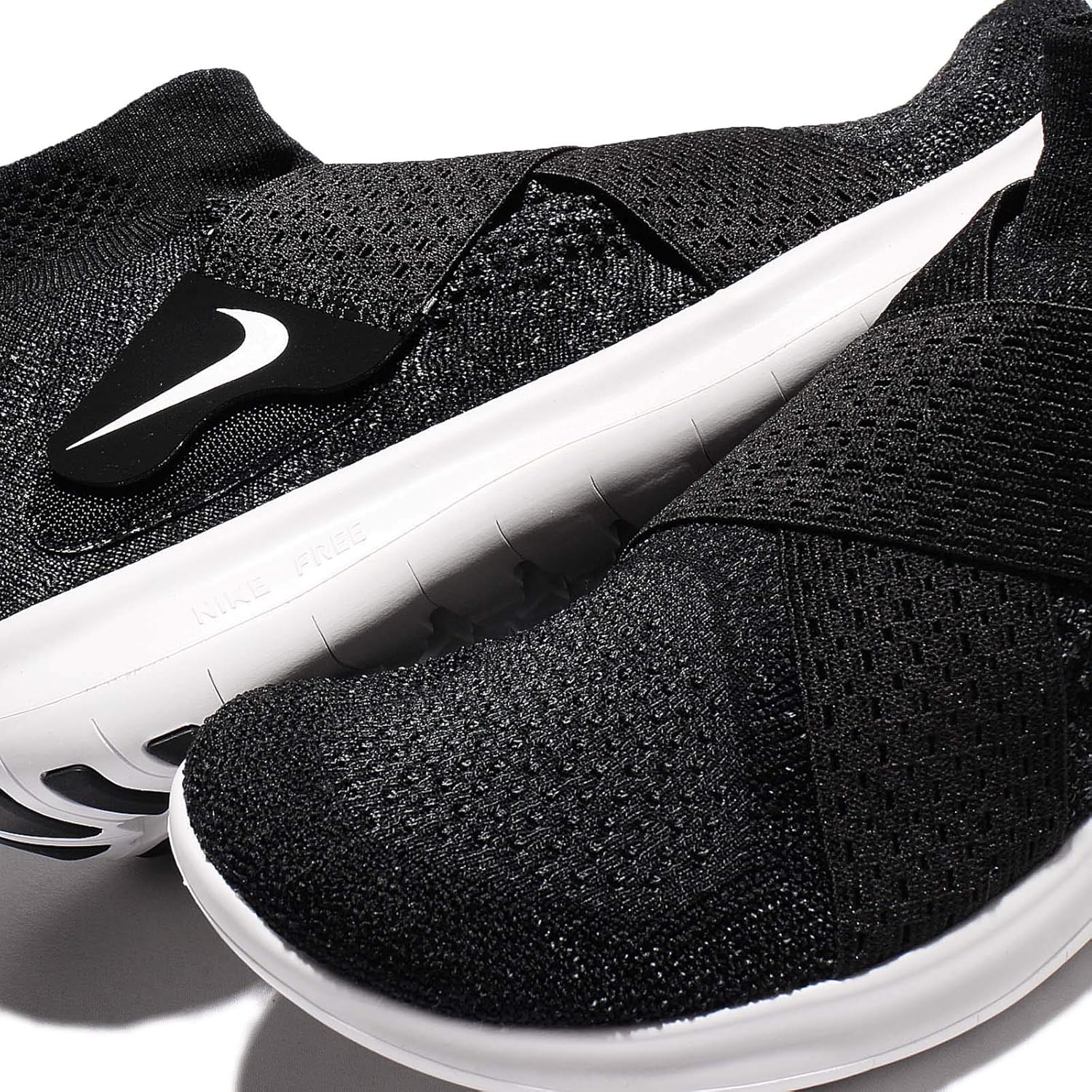 Nike Women's Free Running Motion Flyknit Shoes, Black/White - womens 8 Black (Black/White/Dark Grey/Volt 003)