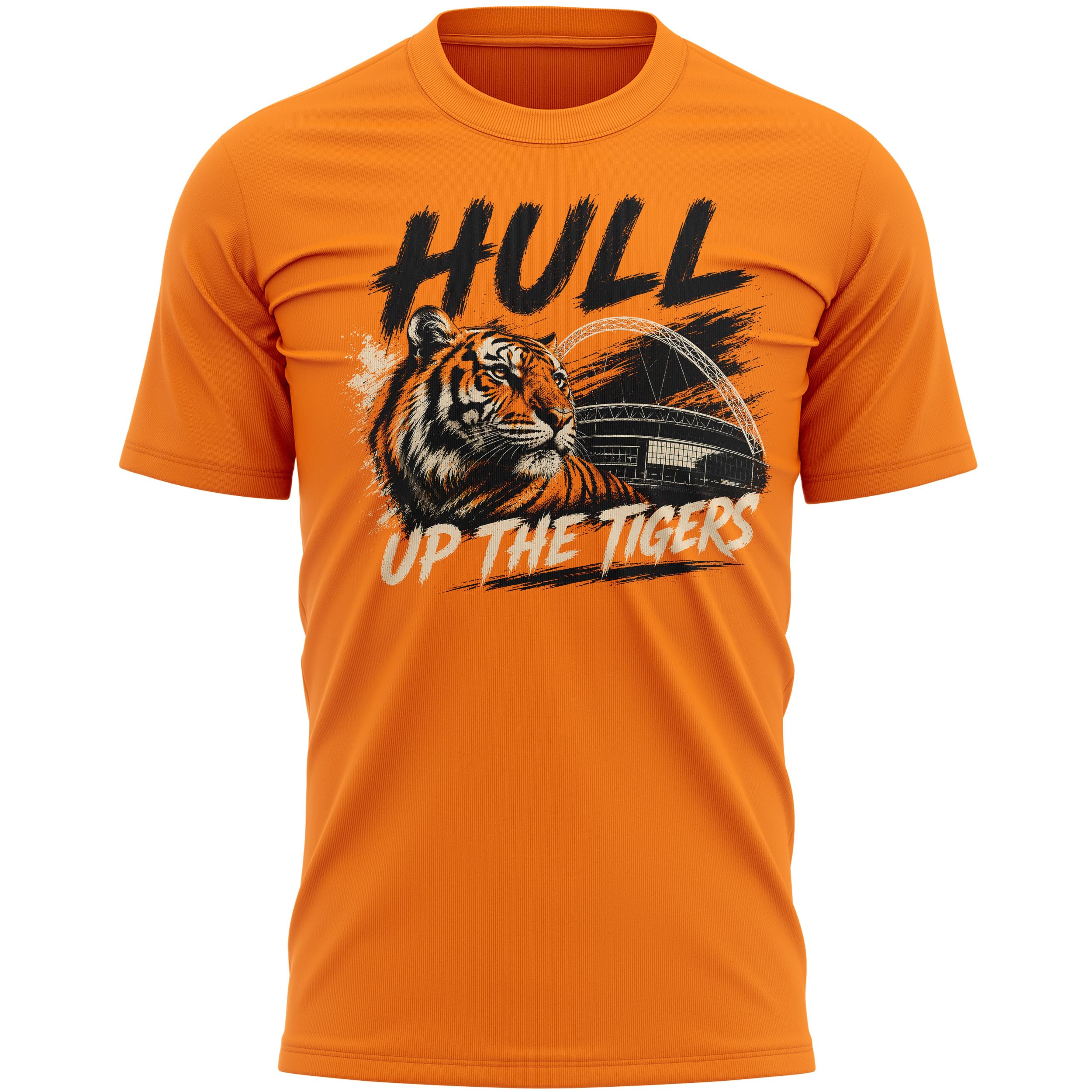 Mens Hull T Shirt - Up The Tigers Stadium Tee Black Amber Football Supporters Top City Going Up, M, Orange