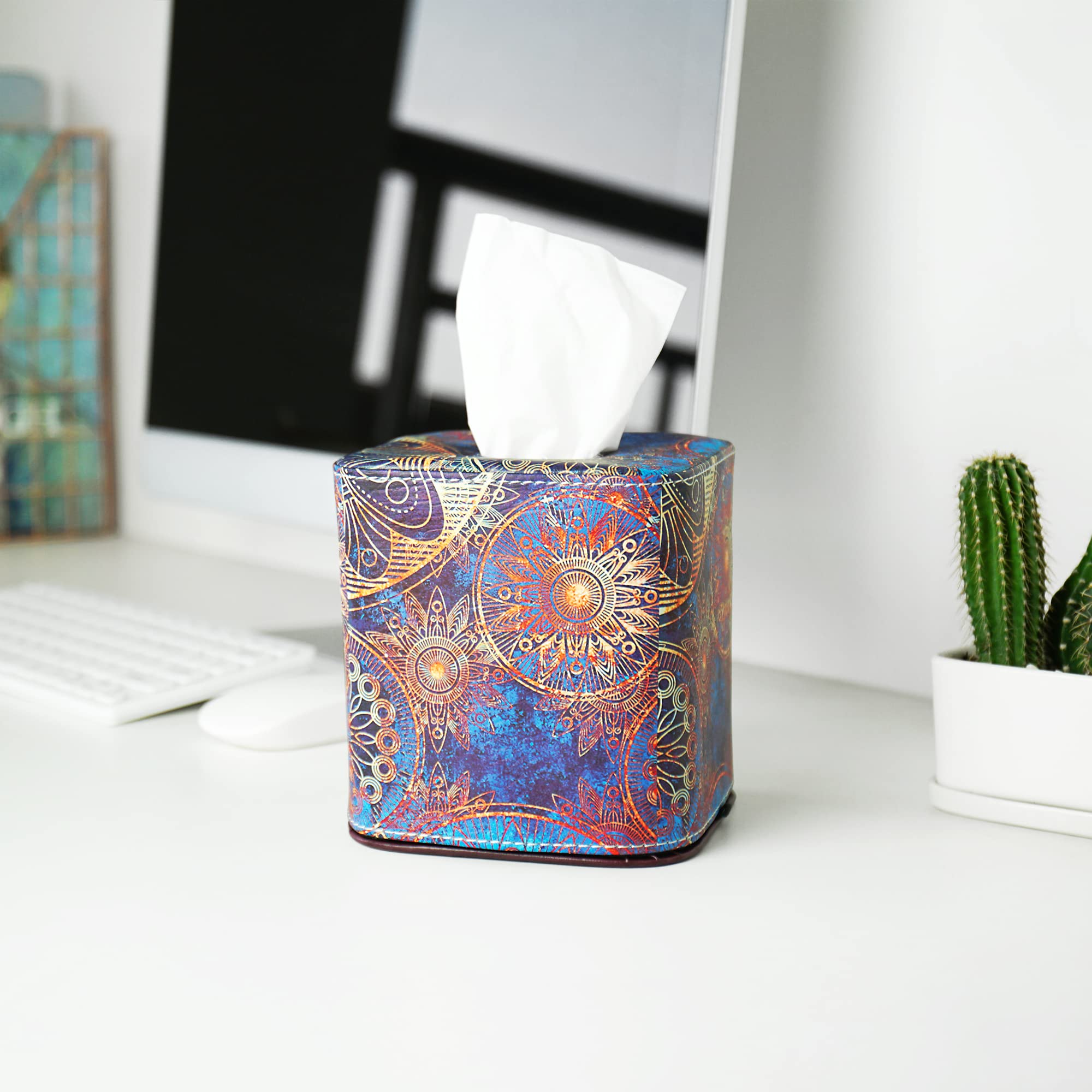 Lvkjafaz Tissue Box Cover,PU Leather Magnetic Closure Tissues Cube