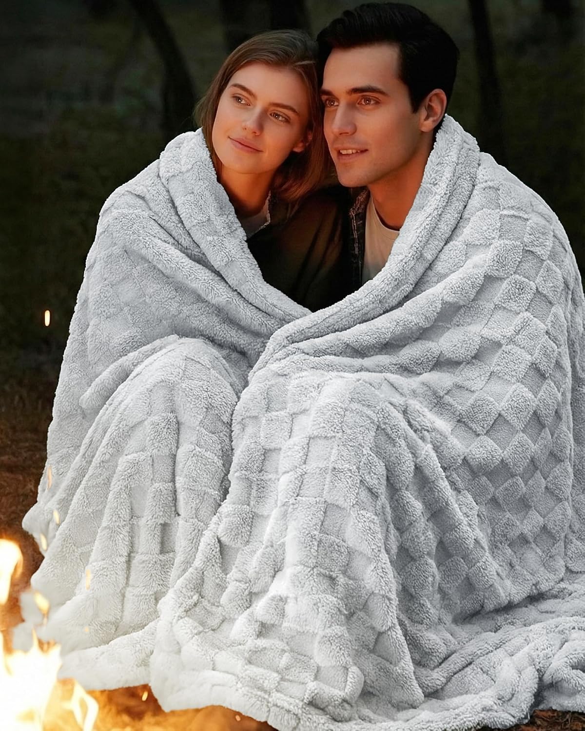 Utopia Bedding Cool Grey Checkered Fleece Throw Blanket for Couch, Sofa, Soft Plush Cozy Blanket for Women and Men Home Decor, Ultra Comfy Travel-Friendly Throws for Relaxation, 50x60 Inches