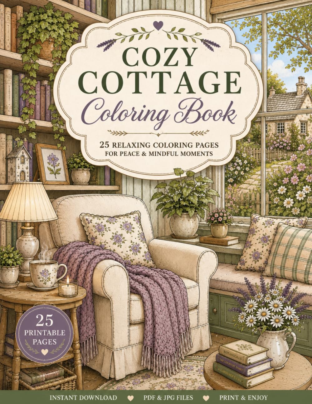 COZY COTTAGE coloring book: 25 relaxing coloring pages for peace & mindful moments (The Calmth Coloring Collection)