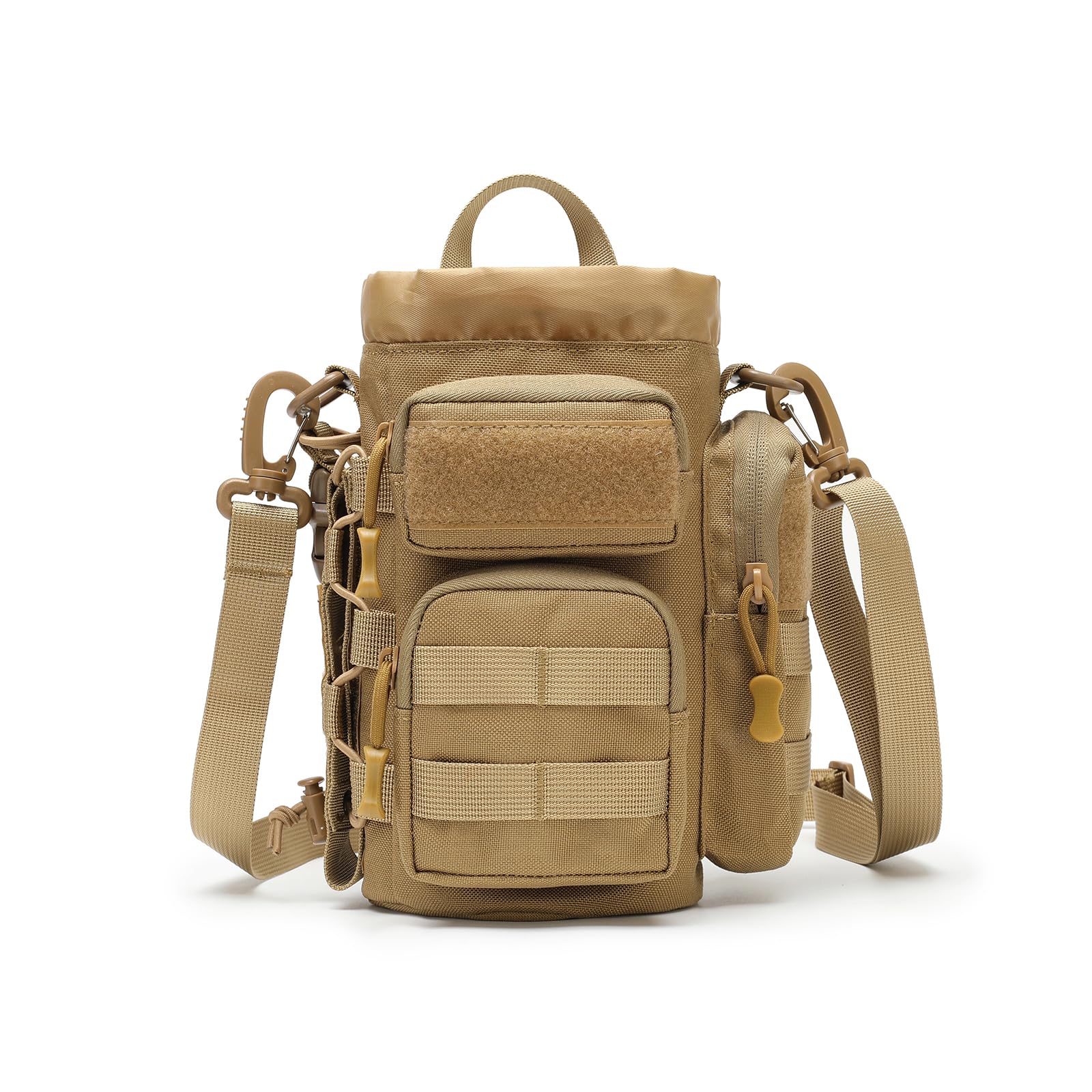 MOLLE Water Bottle Carrier Bag with Adjustable Shoulder Strap, Large Capacity, Multi-Functional Daily Use Universal Tool Pouch for Hiking, Biking,
