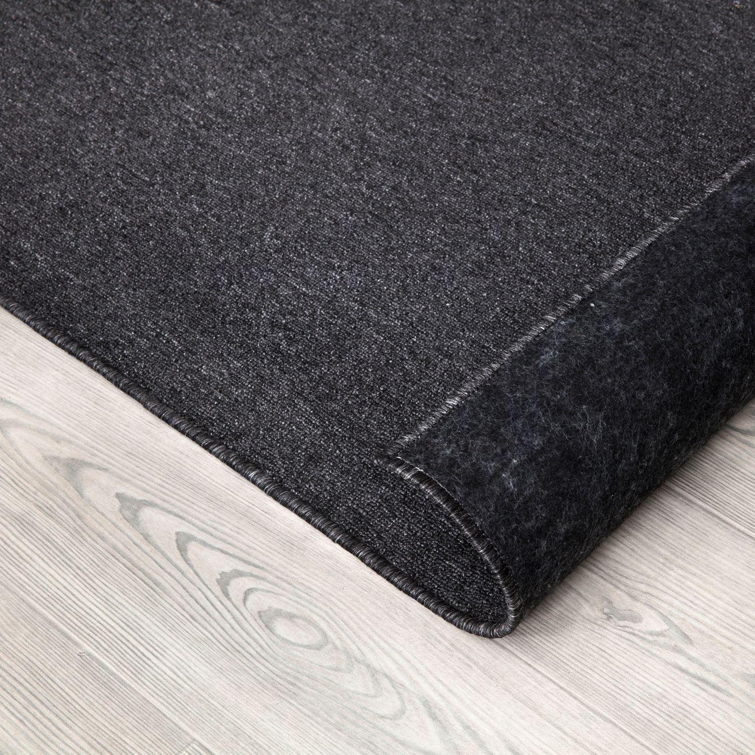 TT Home Waschbarer Wohnzimmer Teppich Esszimmer Kurzflor Unifarben Melierte Optik Modern, Farbe:Anthrazit, Größe:160x220 cm