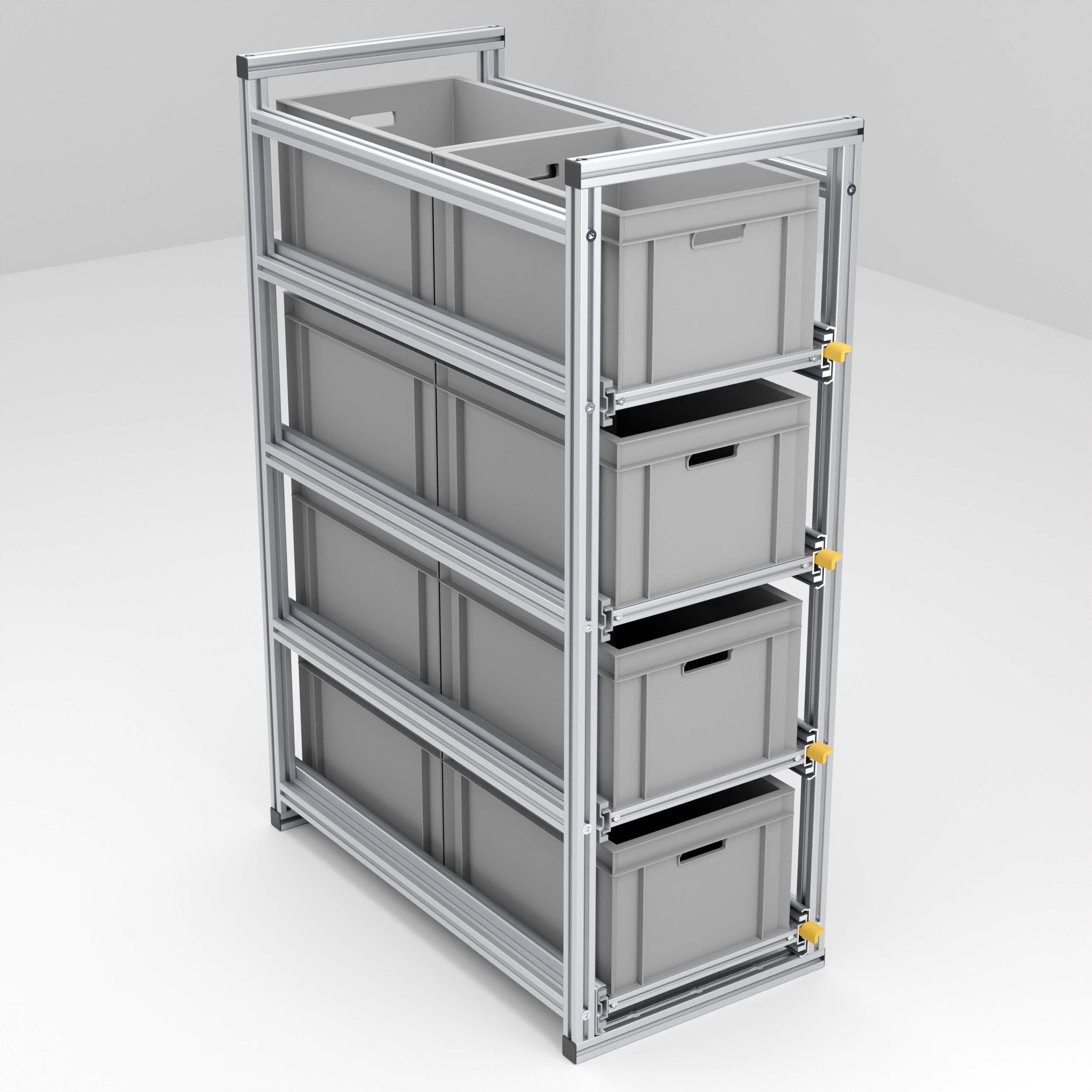 Auszug für die Heckgarage im Camper, Ordnungssystem für Euroboxen, Länge 80cm schmale Variante (Breite: 30cm)