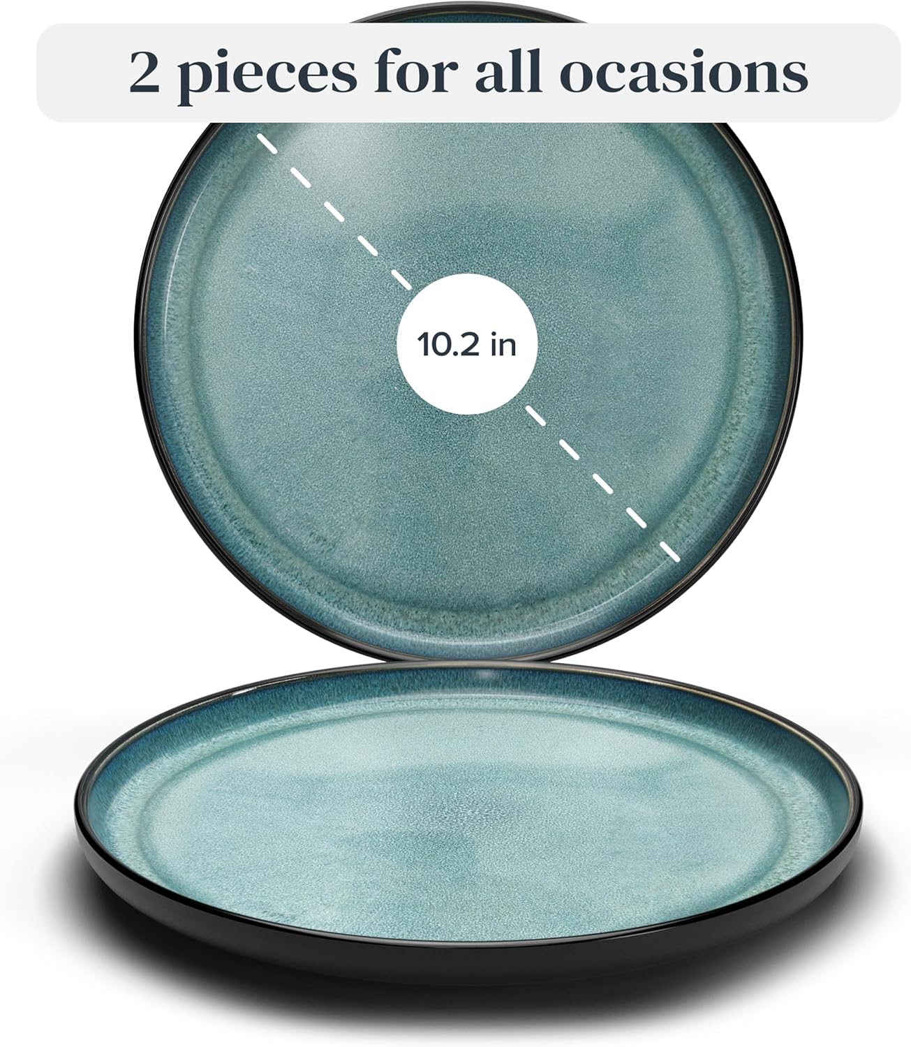 Chic Ibiza-Inspired Petrol Blue Stoneware Plates - Set of 2, Dishwasher &...