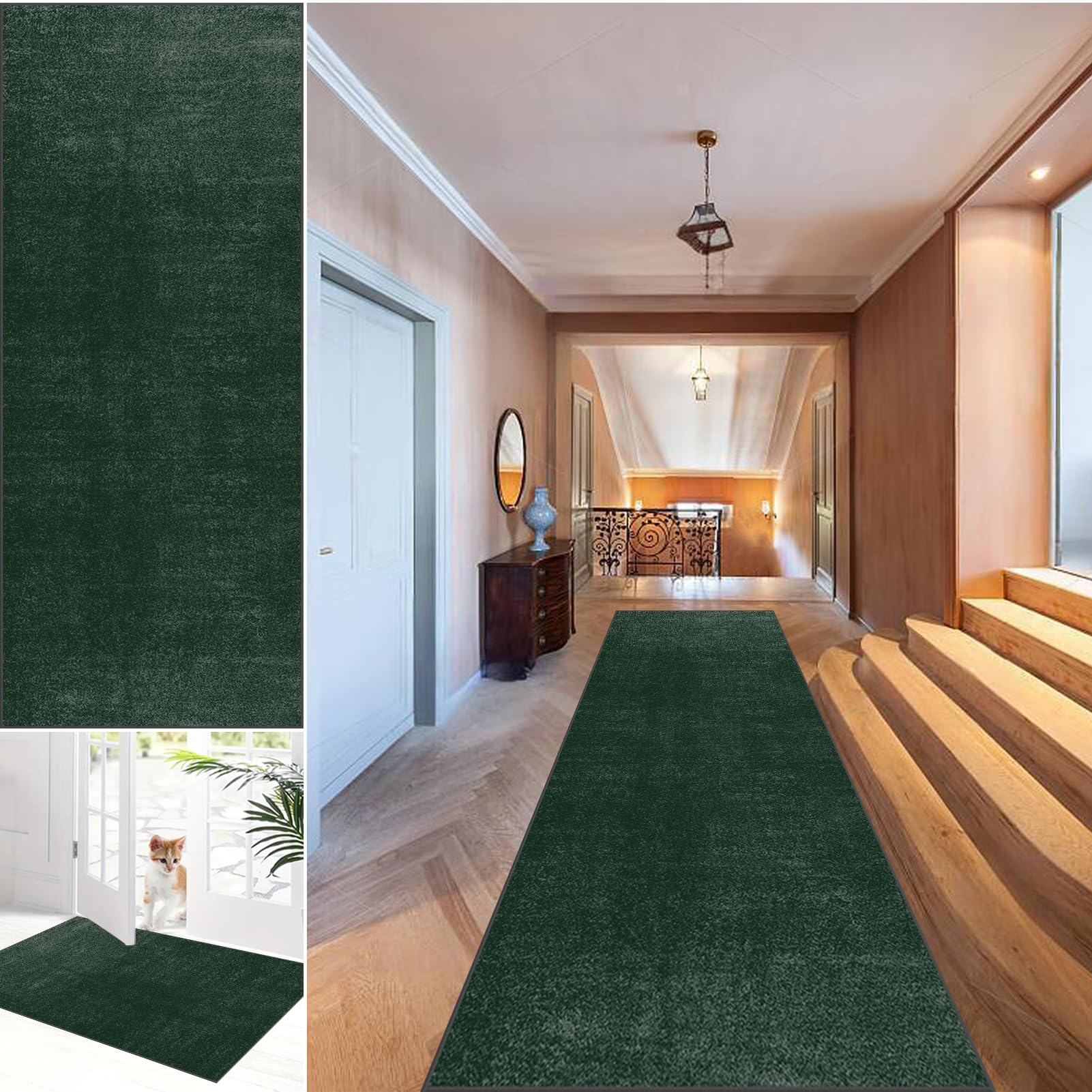 Fjhaeuo Carpet Runner for Hallway Non Slip Long Kitchen Runners Large Rugs Living Room, Short Pile Washable Rug Area Rugs for Bedroom Dining Room bathroom sink carpet 65 x 280 cm