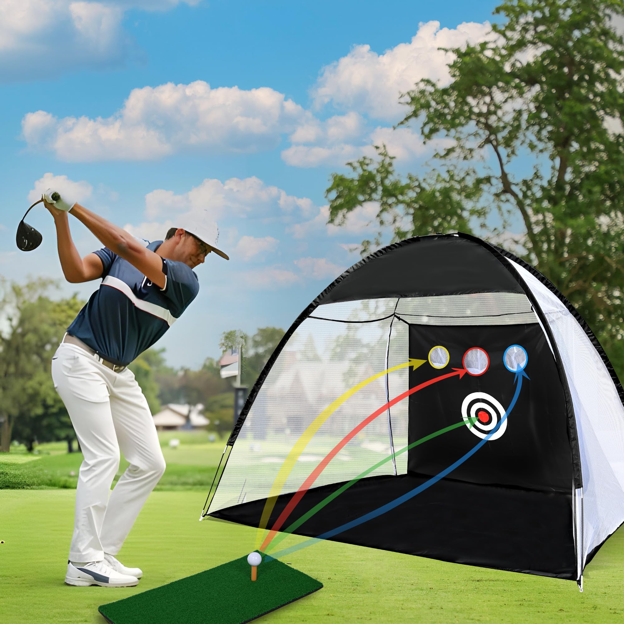 Amazon | ohbien ゴルフ練習ネット 3Mx2Mx1.8M 折りたたみ式 飛散