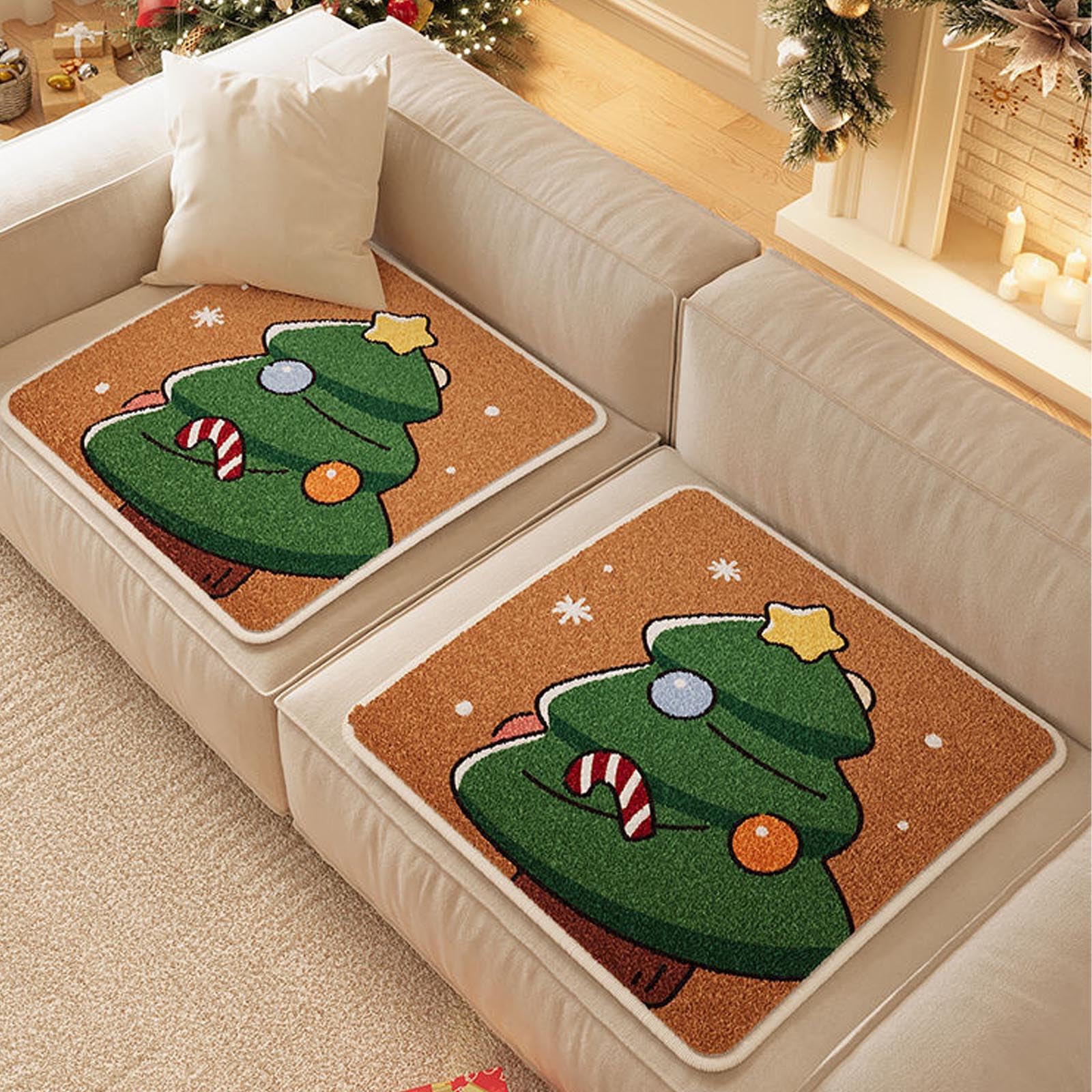 Couvre-canapé en cachemire fin de Noël 70x70cm aux bords enveloppés durables