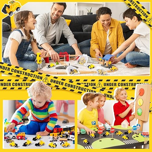 Miniatura 6 de RoundFunny Paquete de 122 regalos para el día de San Valentín para niños con 42 piezas de vehículos urbanos para niños, vehículos de construcción,