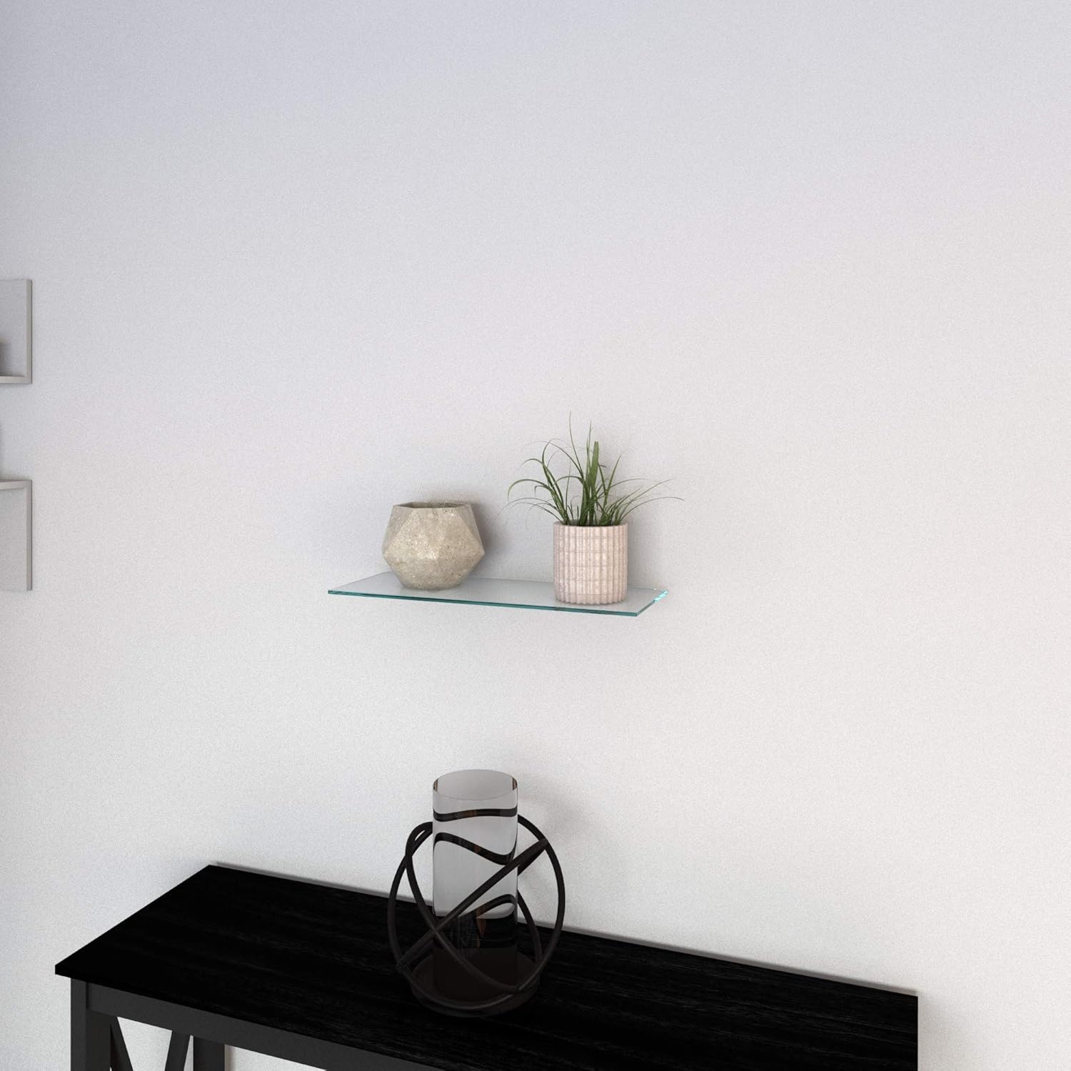 Clear Glass Floating Shelves with Chrome Brackets (Set of 2) Silver Modern