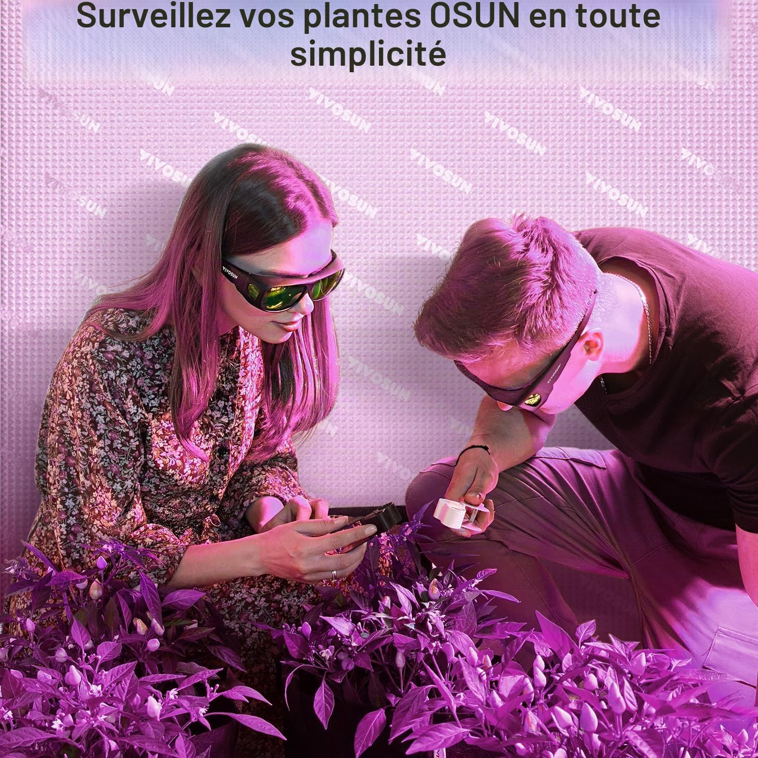 VIVOSUN Lot de 2 verres d'intérieur hydroponique LED pour salle de culture avec étui à lunettes