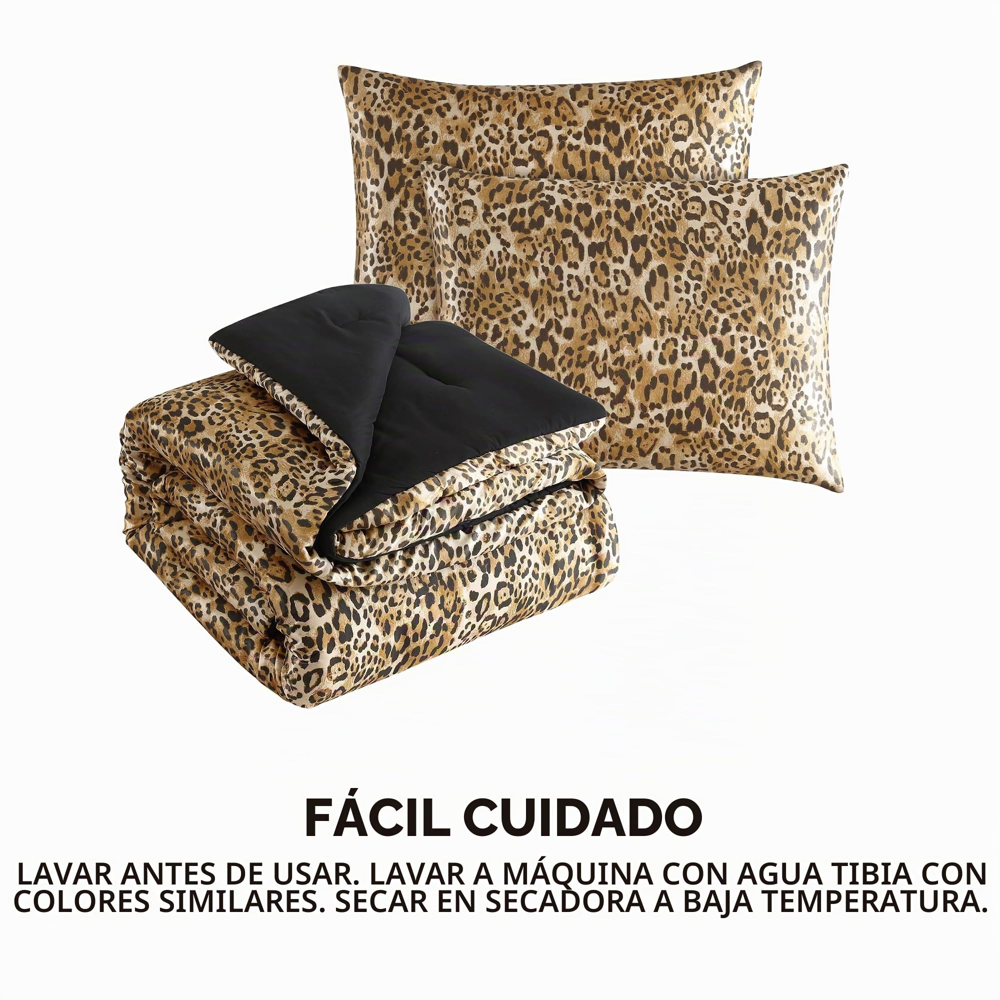 Juicy Couture Juego de Funda de edredón de satén de Leopardo tamaño King, 3 Piezas, Lavable a máquina, Reversible, Estampado de Animales, Juego de Funda de edredón y Funda de Almohada