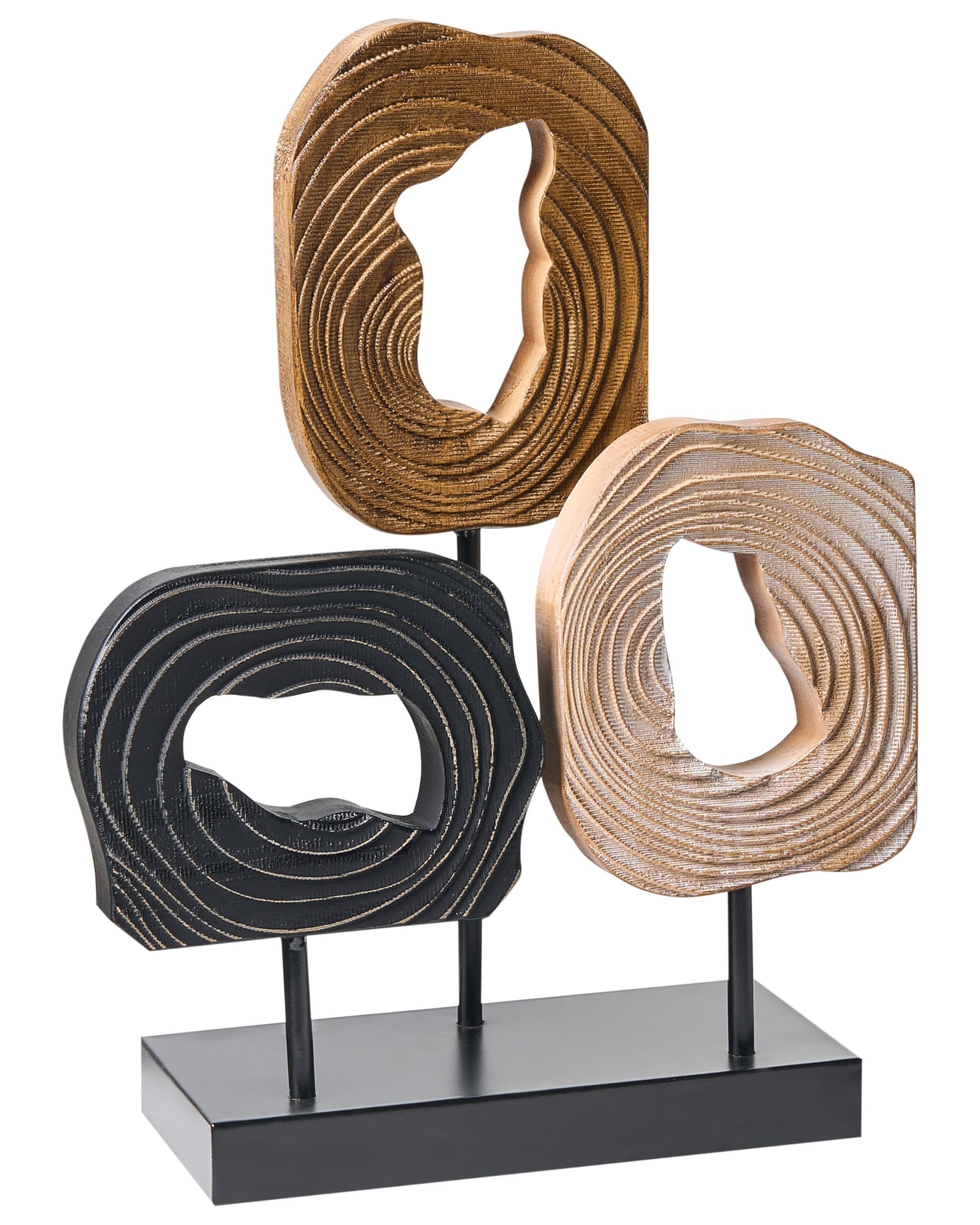 Beliani Figurita Decorativa Moderna Base de Hierro Madera de Abeto Forma Irregular Accesorio Artesanal Multicolor Fairmont