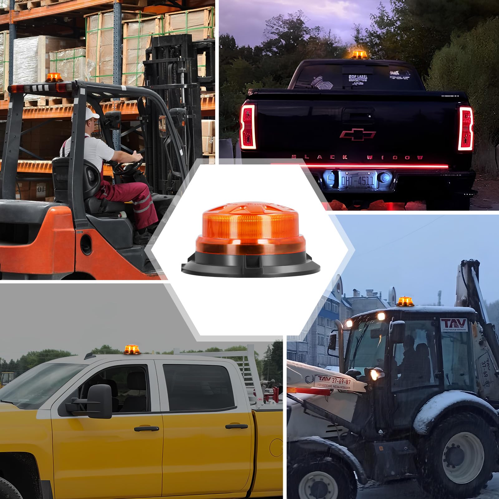 Gyrophare Led Magnetique Orange LED, 12V-24V Jaune LED Avertissement Lumière Stroboscopique d'Urgence pour Chariot Élévateur de Véhicule Tracteur de Golf UTV Car Bus