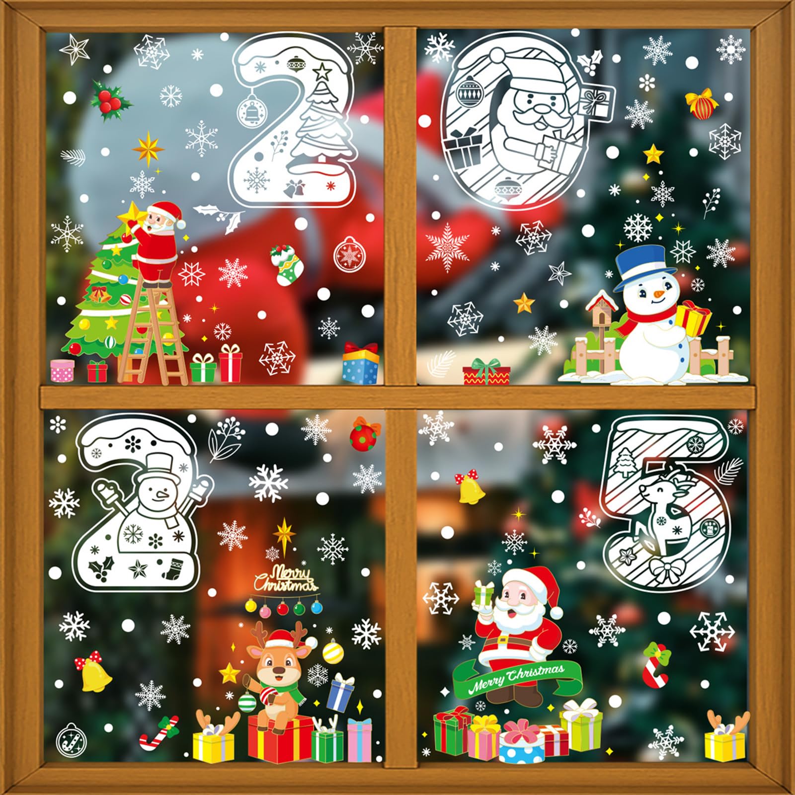 Yhplxyuus Christmas Themed Statics Clings Double-Sided Print Glass Stickers Easy Apply and Remove Decals for Seasonal Decorating Christmas Window Stickers