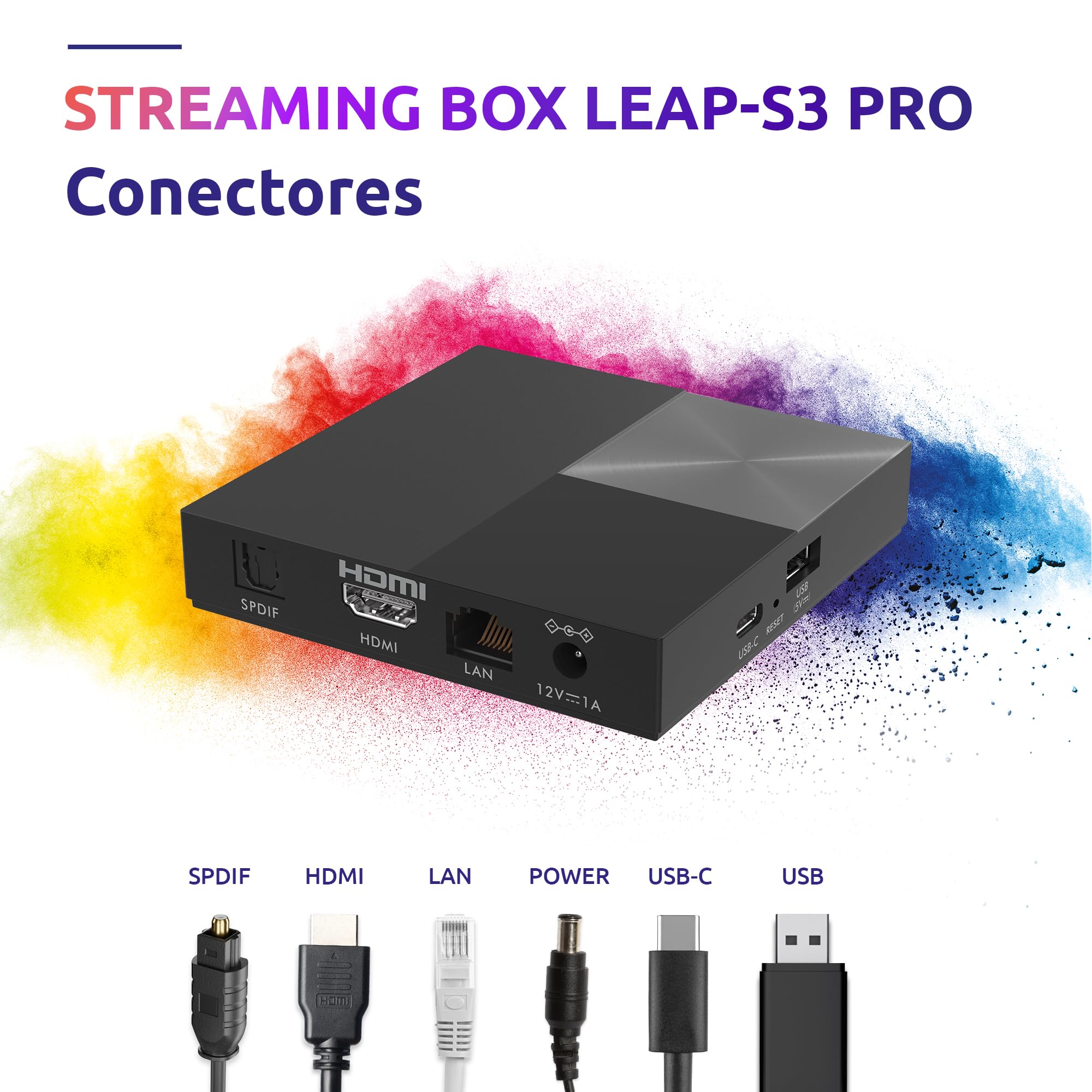 Strong Leap-S3 Pro TV Streaming Box 4K UHD Google TV con Puerto Ethernet, Android 12, 4GB RAM + 32GB Almacenamiento, Wi-Fi 6, Chromecast Integrado, Control por Voz Google, Dolby Audio Y Dolby Vision